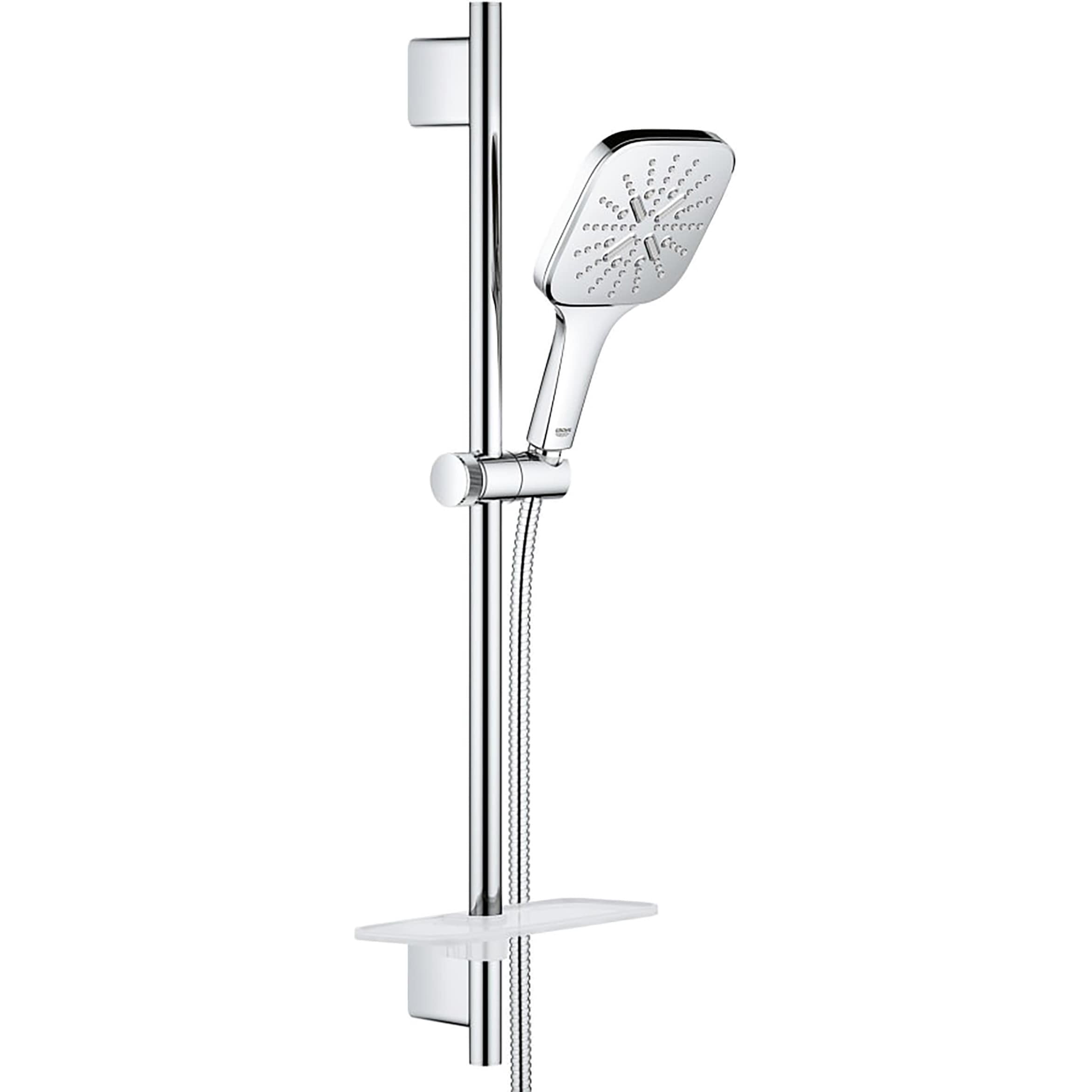Regadera de mano de 1 manija con acabado de cromo Starlight de GROHE Rainshower, 5.13 pulgadas, para regadera cuadrada.