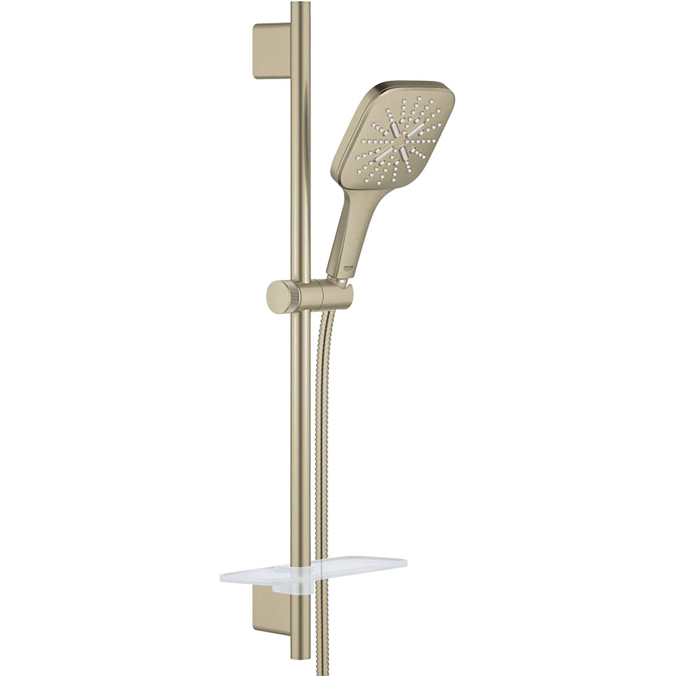 Regadera de mano cuadrada de níquel cepillado con un solo mango GROHE Rainshower 5.13 pulgadas - Modelo 26585EN0