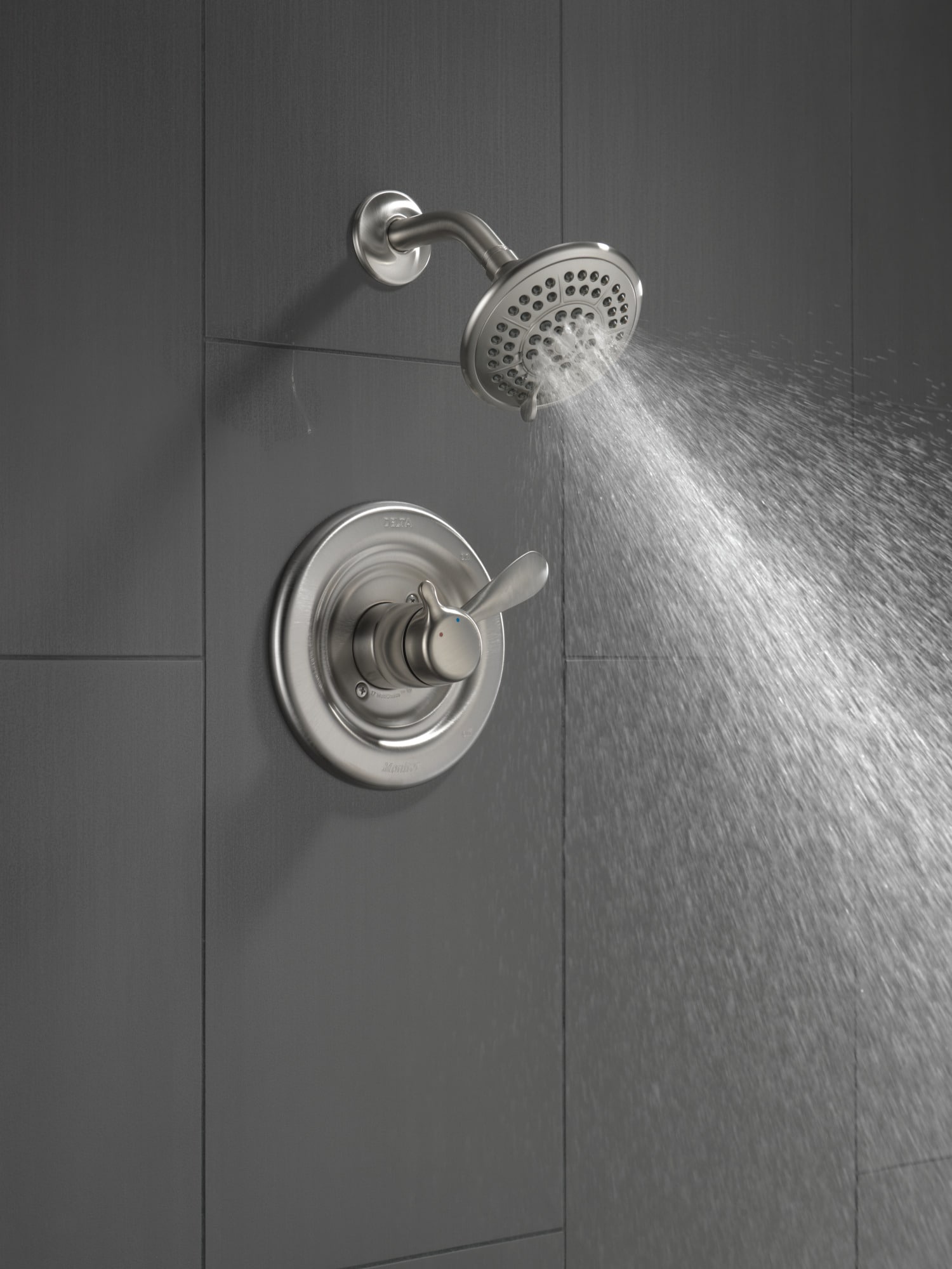 Grifo de ducha redondo de acero inoxidable con 2 manijas y función múltiple de 4.8750 pulgadas.