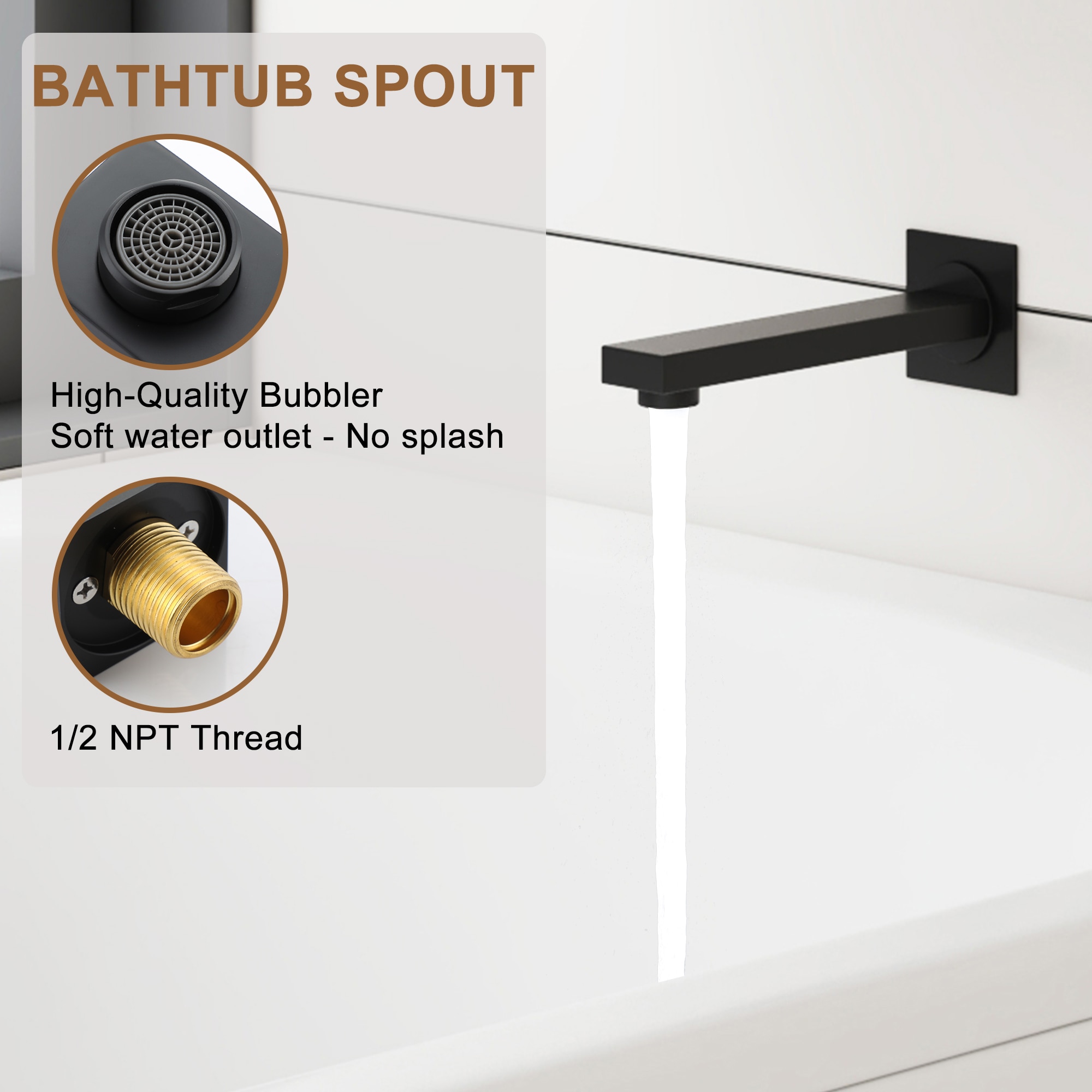 Sistema de ducha CASAINC con válvula de equilibrio de presión integrada en negro mate, manija única, función única, regadera cuadrada de 10 pulgadas con válvula RB0785-WE.