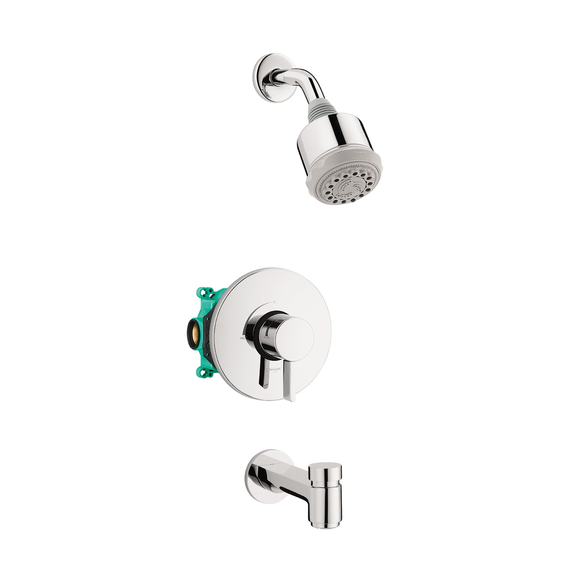 Regadera redonda de 3.625 pulgadas con función múltiple y manija cromada Hansgrohe Clubmaster