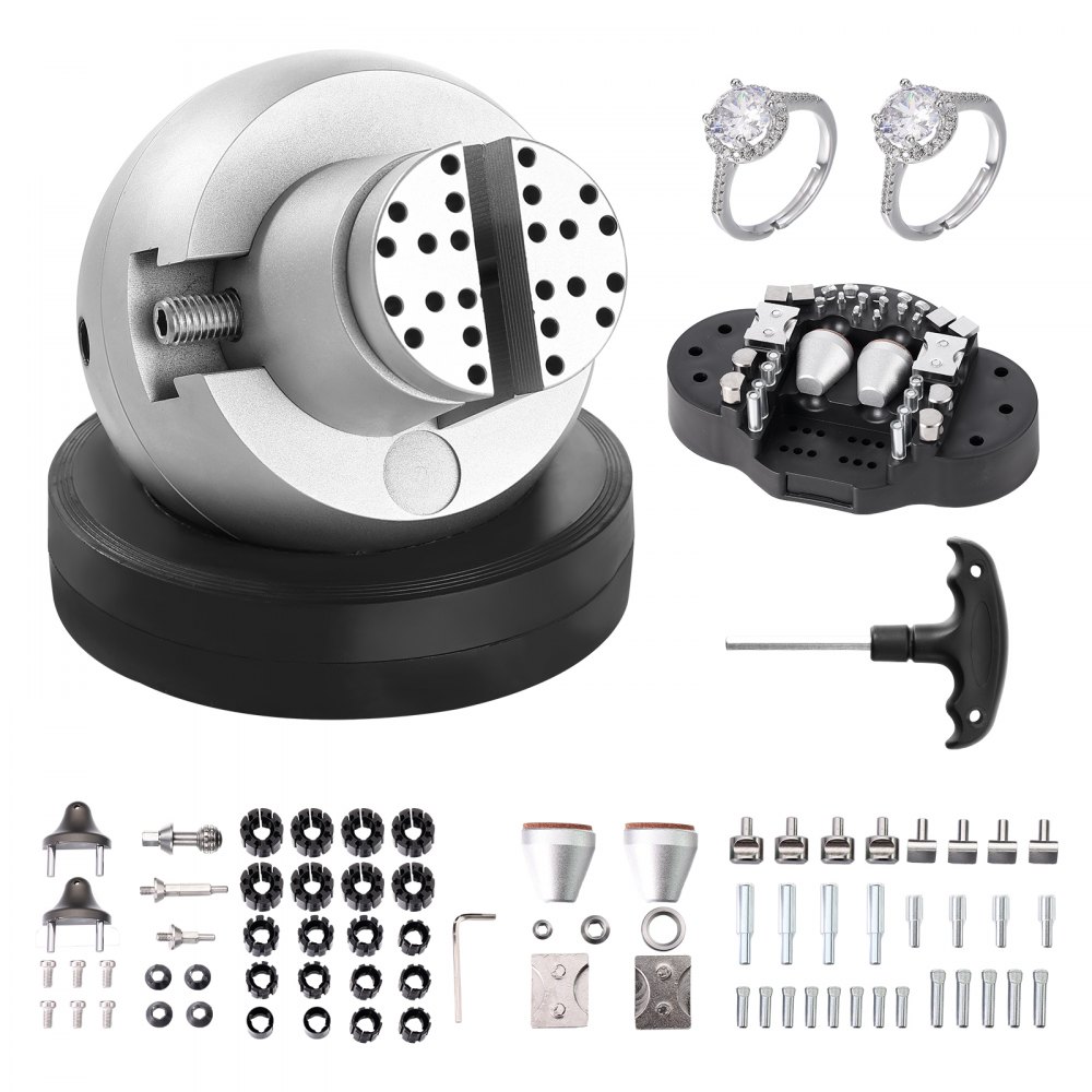 VEVOR Ball Vise, 5" Engraving Setting Tool, 360° Rotation Engraving Block Vise, 69 PCS Attachment Jewelry Engraving Block Tools Standard Block for Gemstone Inlay and Small-Scale Engraving - WNXZSZYHDGHJQ1VD3V0