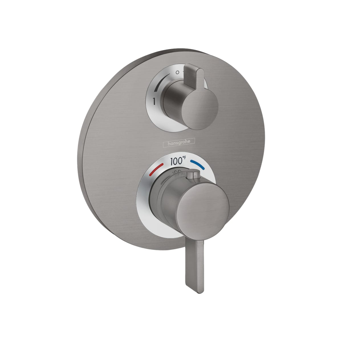 Grifo de ducha de dos manijas Hansgrohe LED de cuenco ancho en negro cromado cepillado ¡Se vende por separado! 15758341