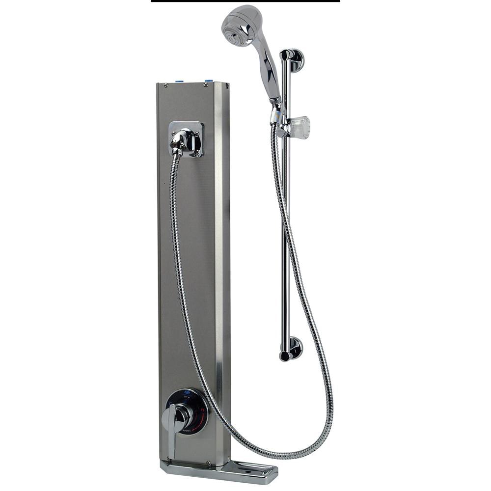 Grifo de ducha redondo de acero inoxidable con una sola manija y alcachofa manual de 0.1 pulgadas con válvula Z7500-HW de Zurn