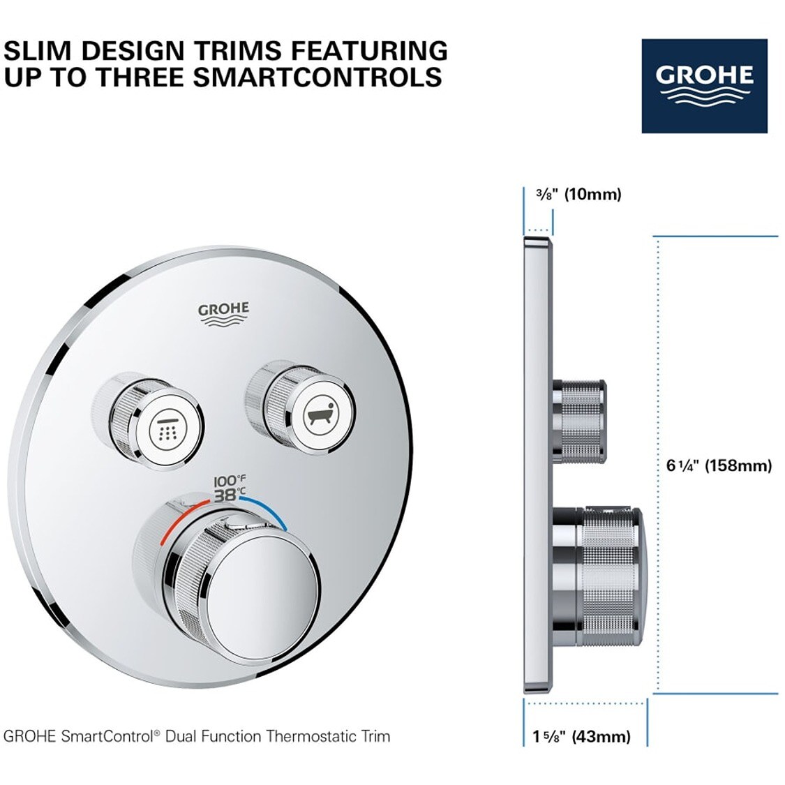 GROHE Negro Mate Se vende por separado Mezcladora para regadera de 6.25 pulgadas 291372430