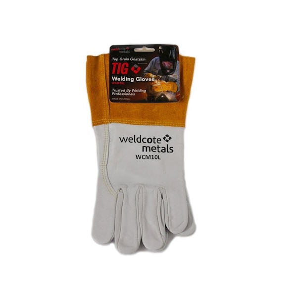 Guante de Tig Weldcote, piel de cabra y cuero de res divido con hilo de Kevlar, tamaño mediano - WCM10M