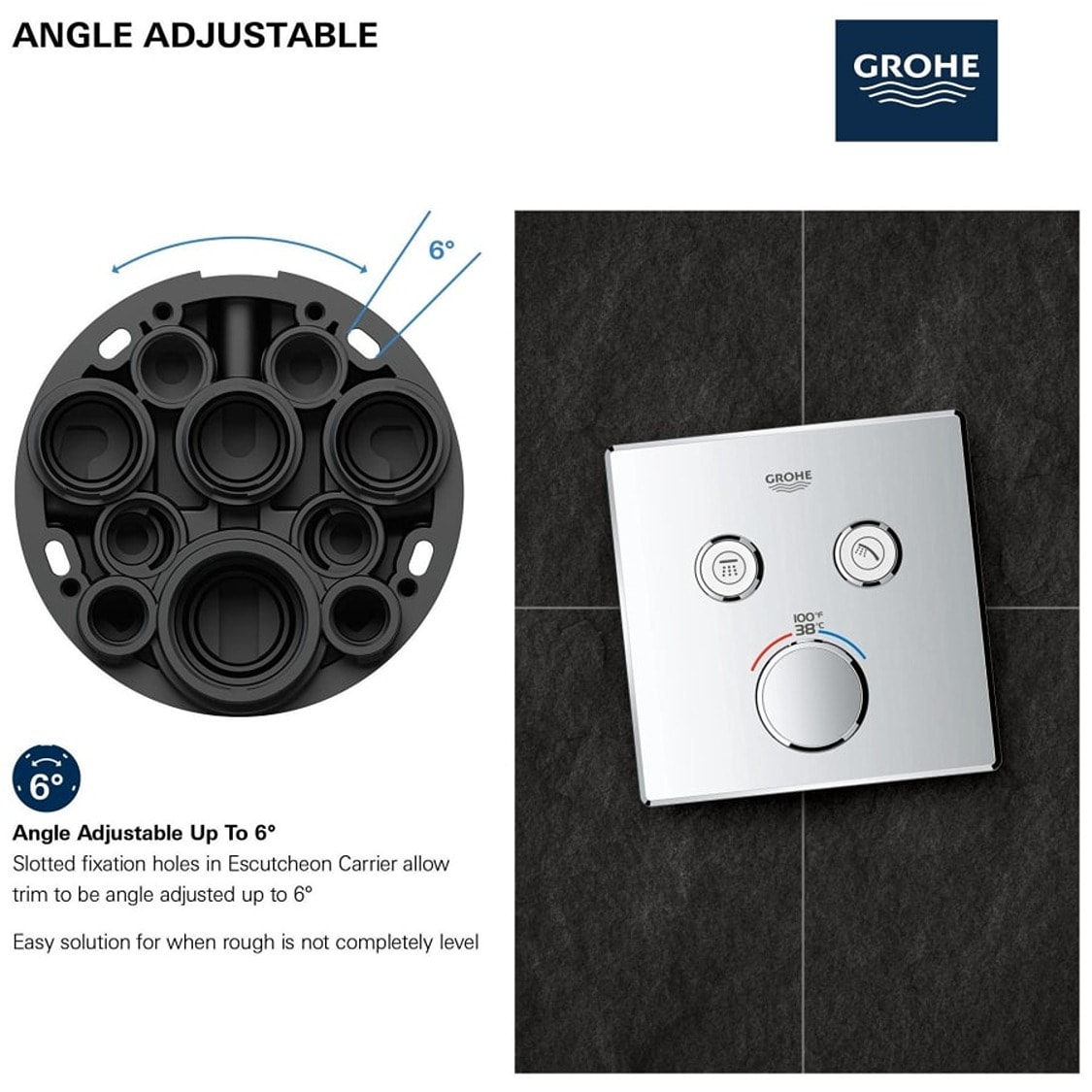Grifo de ducha de 6.25 pulgadas en níquel cepillado de GROHE Se vende por separado