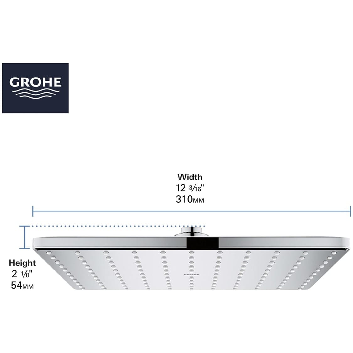 Acabado Mate Amanecer Fresco de GROHE Se vende por separado Grifo de Ducha Cuadrado de 12.19 Pulgadas de Función Única 26570GN0