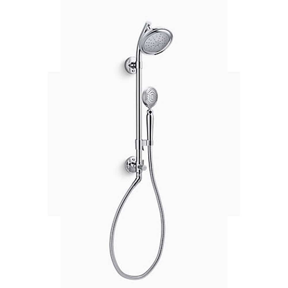 Grifo de ducha redondo de 5.50 pulgadas de función única con manija de 1 asa en cromo pulido KOHLER HydroRail-s K-76472-G-CP