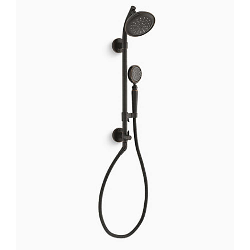 Regadera redonda de 5.50 pulgadas con un asa, función sencilla y acabado en bronce aceitado Hydrorail-s KOHLER K-76472-G-2BZ