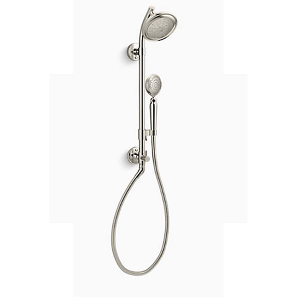 Regadera redonda de 5.50 pulgadas con un solo mango y función única en níquel pulido vibrante HydroRail-s KOHLER K-76472-G-SN