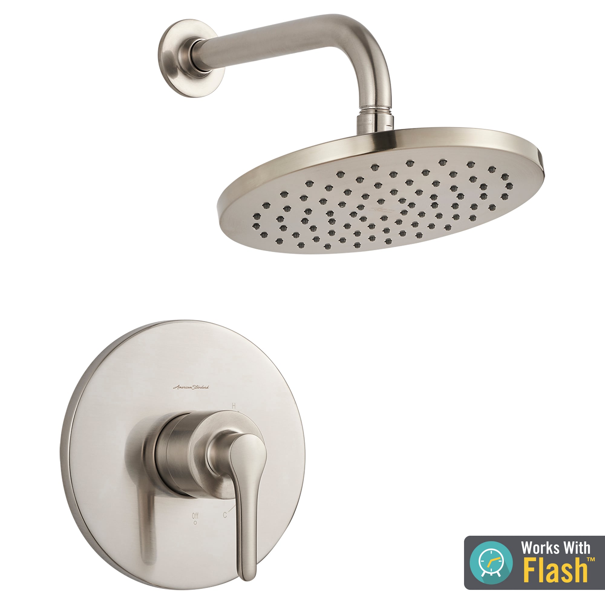 American Standard Studio S Monomando de ducha redonda de 8 pulgadas con función única en níquel cepillado TU105507.295