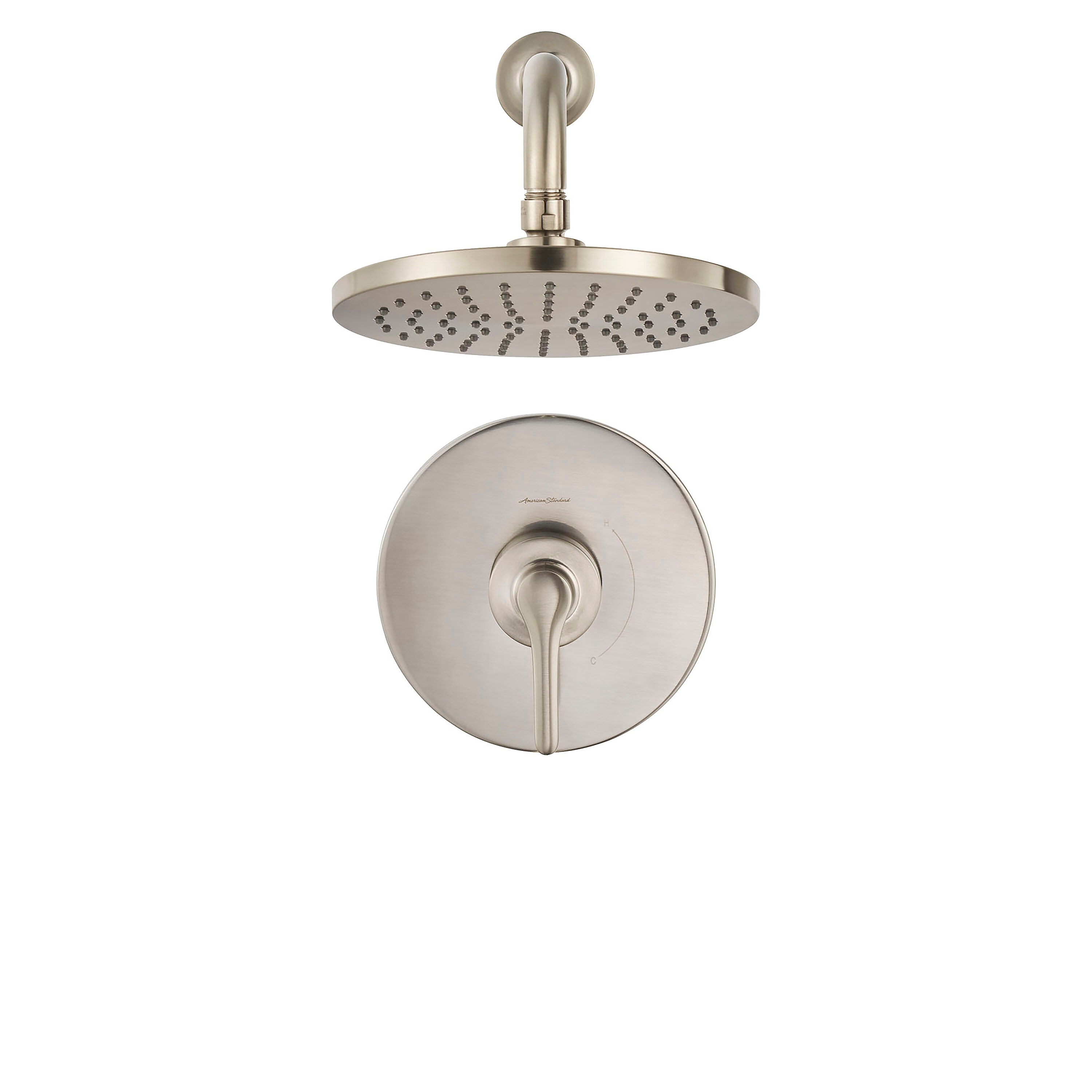 American Standard Studio S Monomando de ducha redonda de 8 pulgadas con función única en níquel cepillado TU105507.295