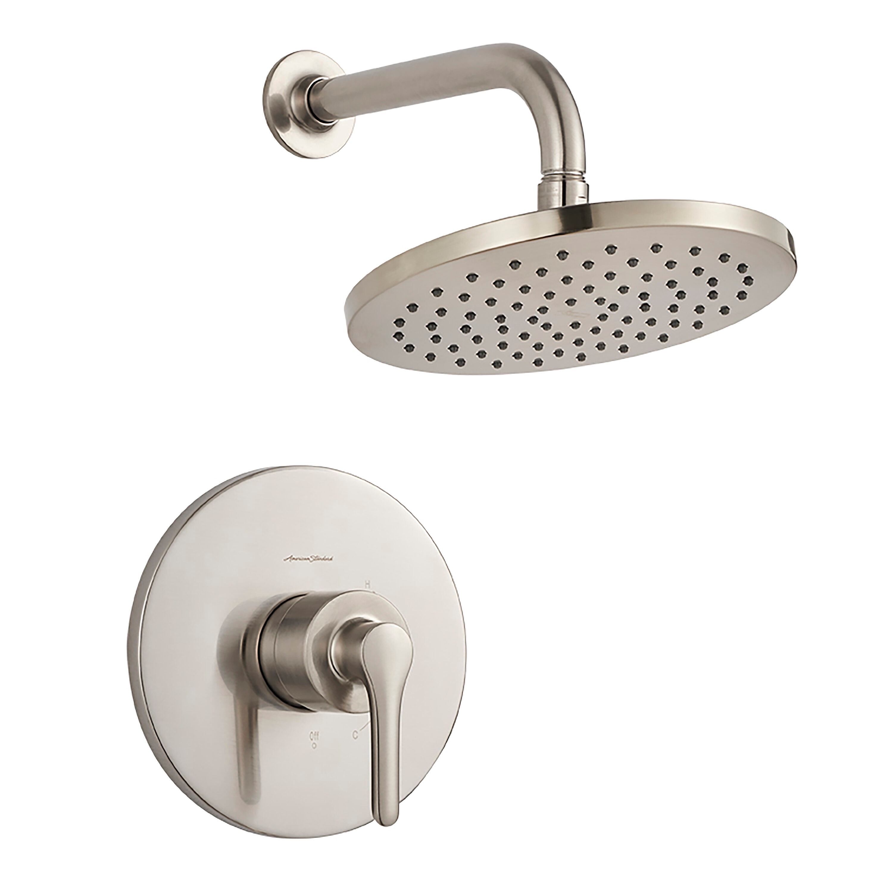 American Standard Studio S Monomando de ducha redonda de 8 pulgadas con función única en níquel cepillado TU105507.295