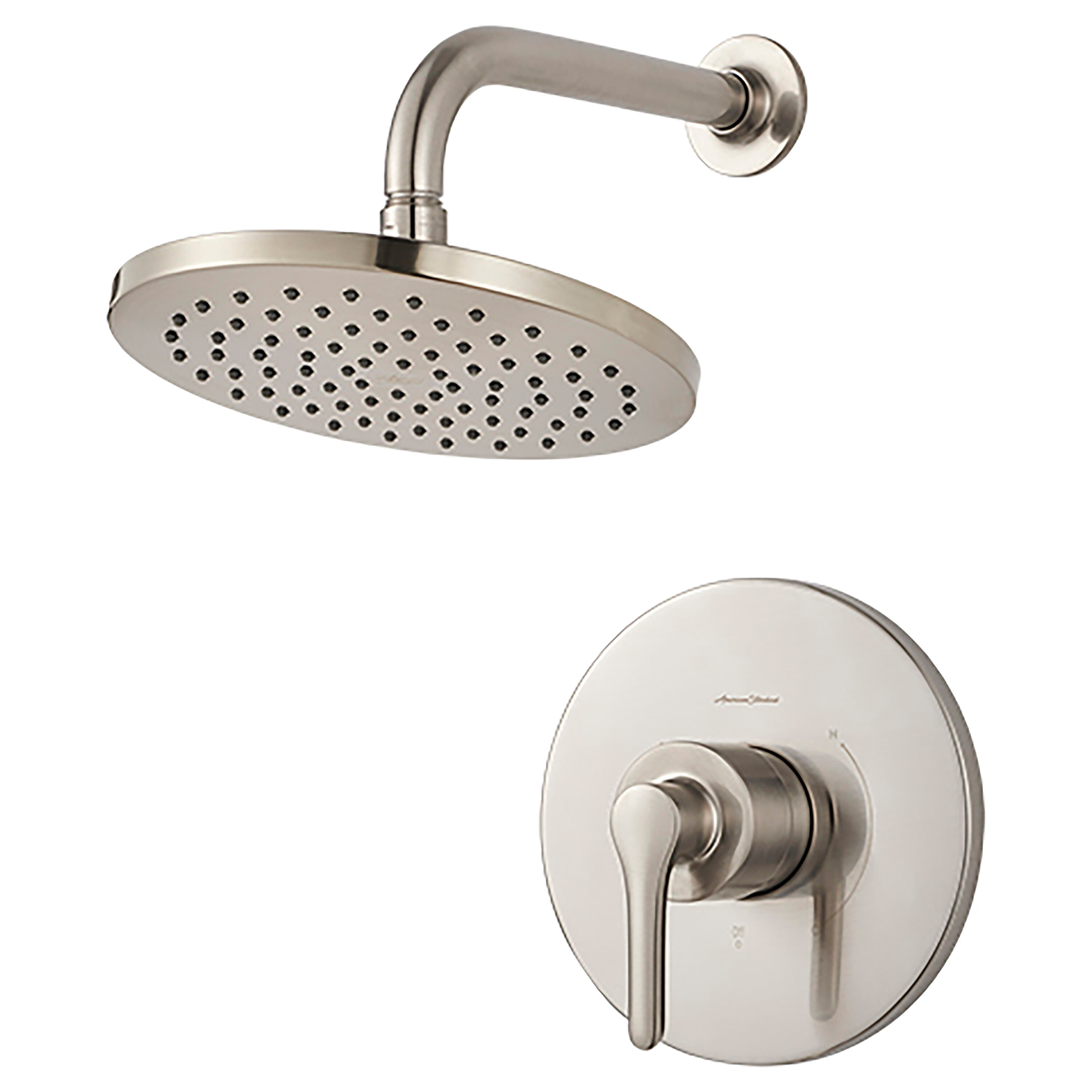 American Standard Studio S Monomando de ducha redonda de 8 pulgadas con función única en níquel cepillado TU105507.295