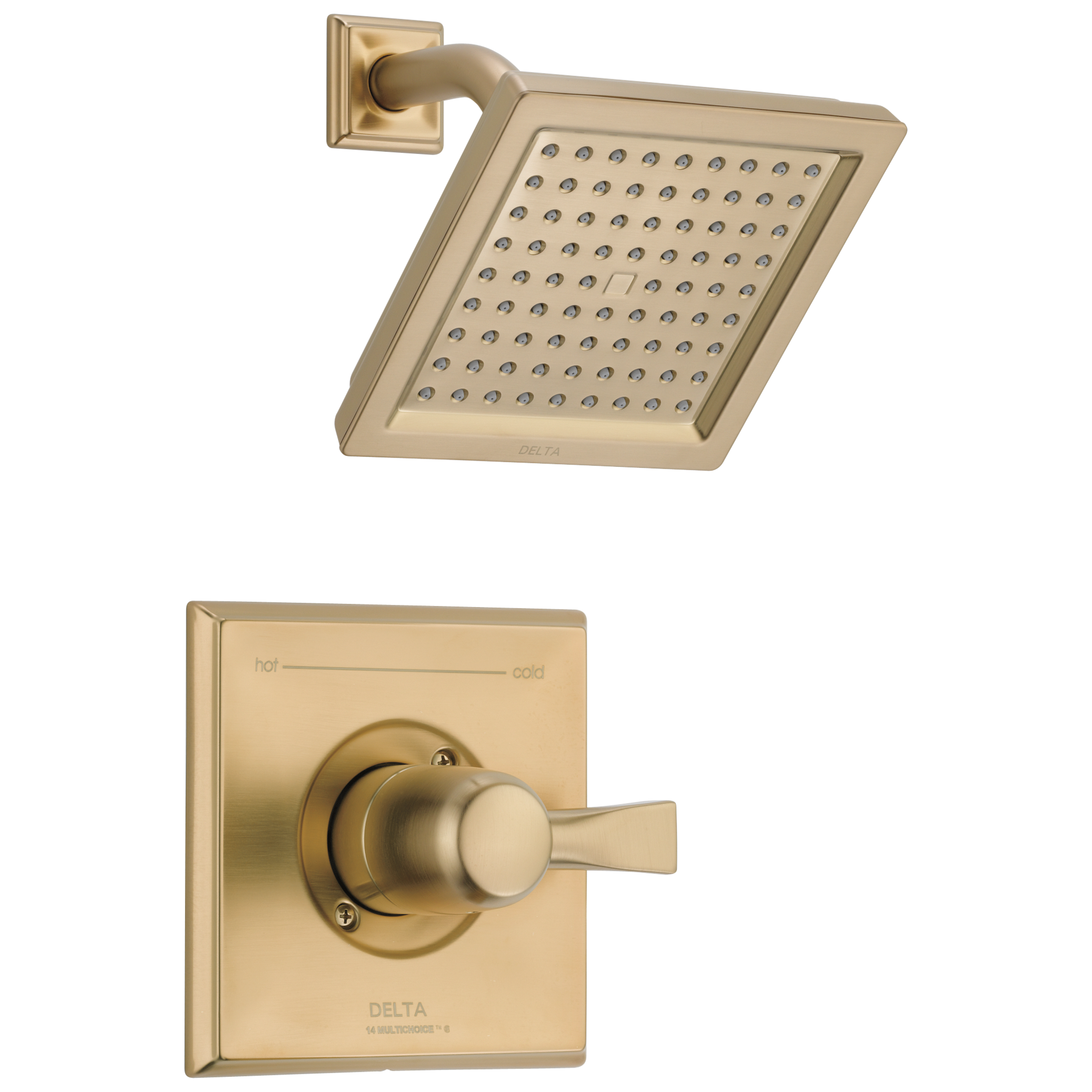 Grifo de ducha de una sola función con 1 mango en bronce color champán Delta Dryden de 6.5625 pulgadas.
