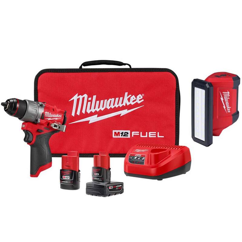 Milwaukee M12 FUEL 12V Taladro Destornillador Inalámbrico sin Escobillas de 1/2 pulgadas con Kit de Luz de Servicio M12 ROVER - 3403-22-2367-20