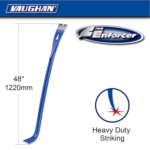 Vaughan 48 Inch Pry Crow Bar with Nail Puller and Curved Handle - 050008