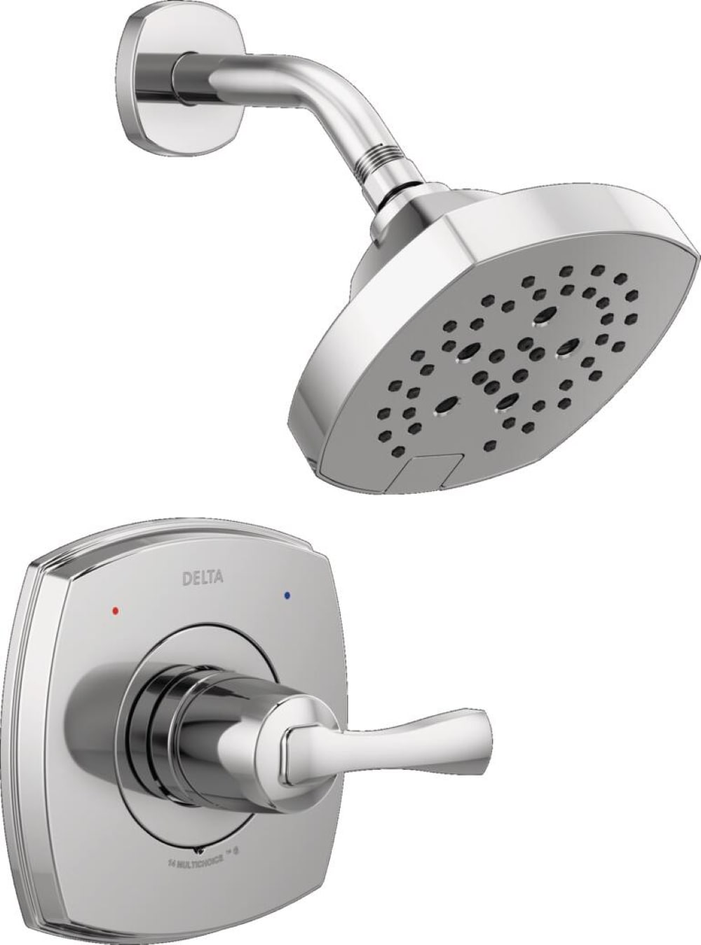 Faucet de Ducha Redondo de 7.0 pulgadas con un Mango cromado de Delta Stryke Lumicoat de Funciones Múltiples T14276-PR