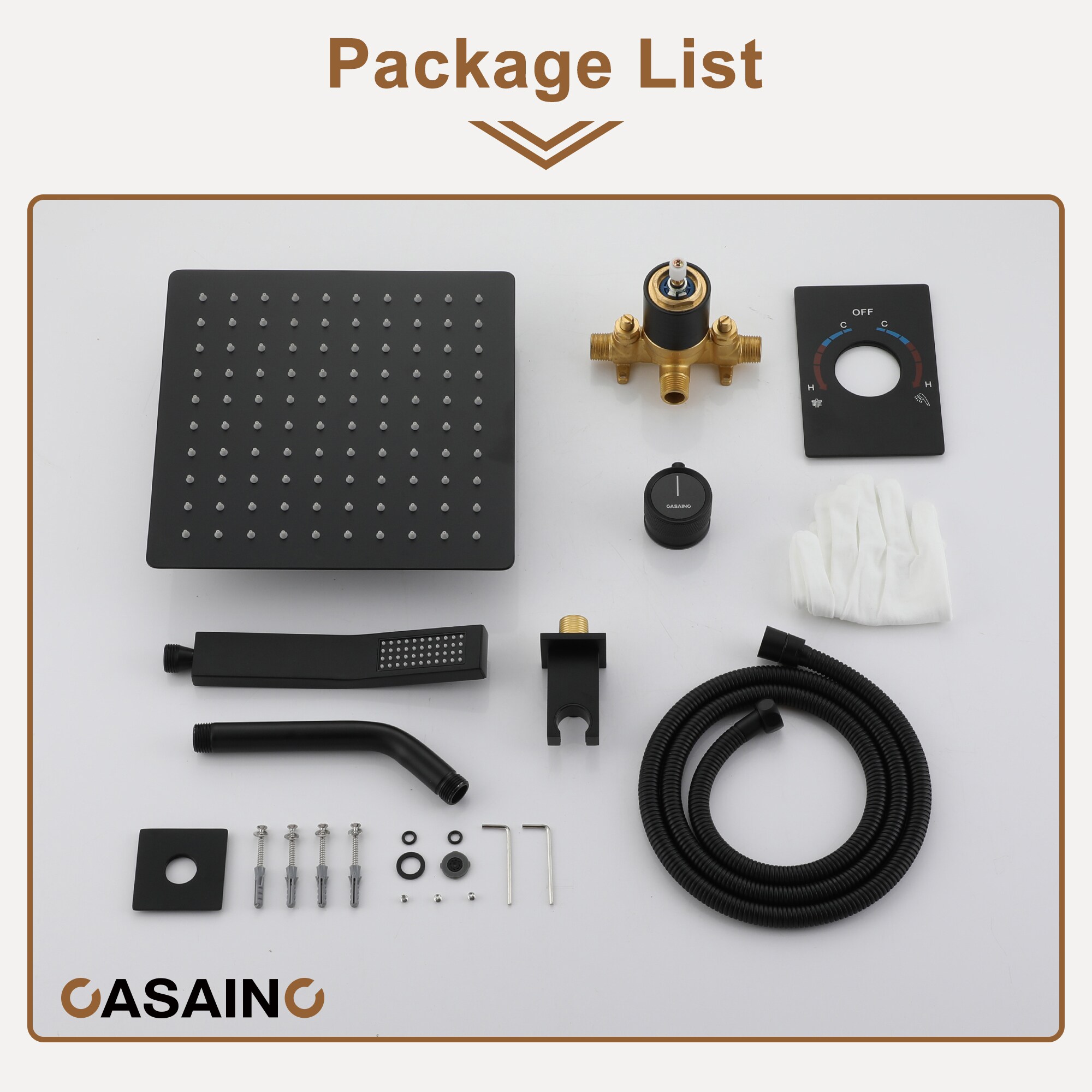 Sistema de ducha CASAINC 2 en 1 con regadera de mano en negro mate 10 pulgadas, grifo incorporado con desviador de 2 vías (incluye válvula de presión balanceada) WF-N96101BN-10