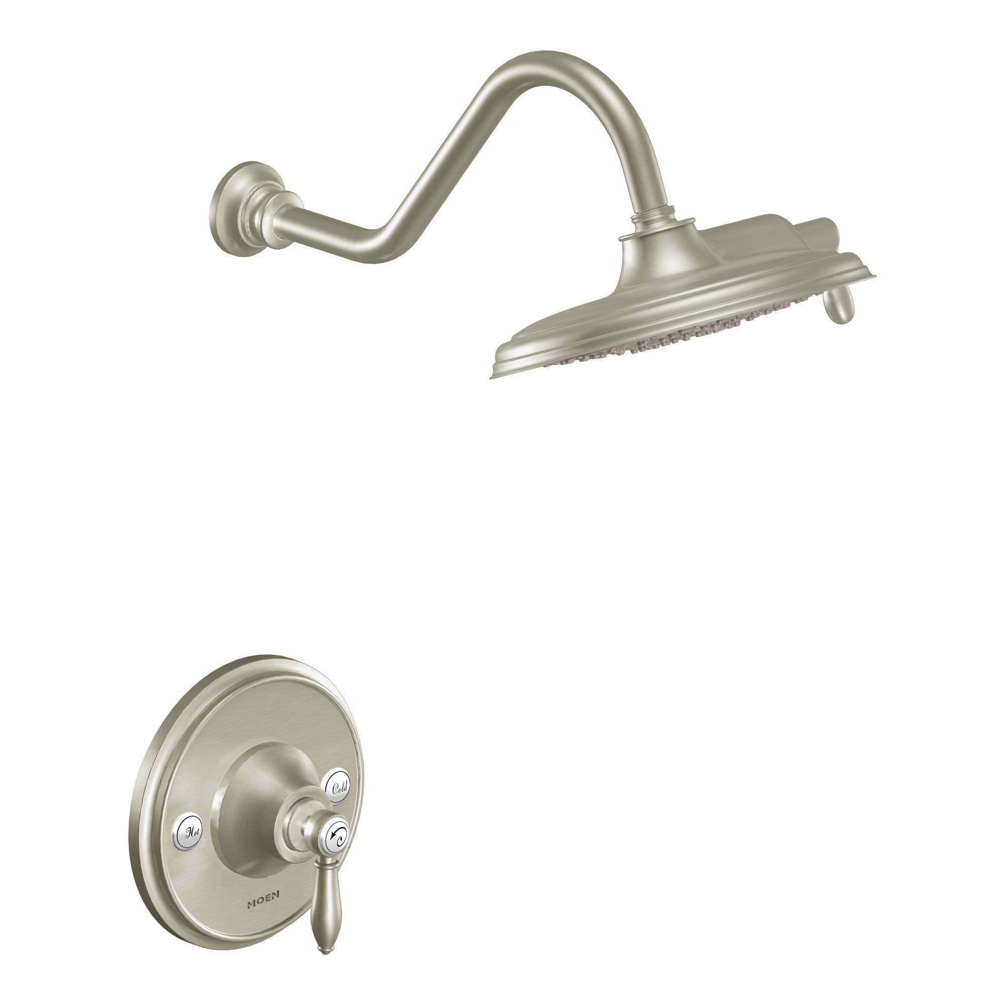 Llave para regadera redonda de 9.19 pulgadas, acabado en níquel cepillado de Moen Weymouth