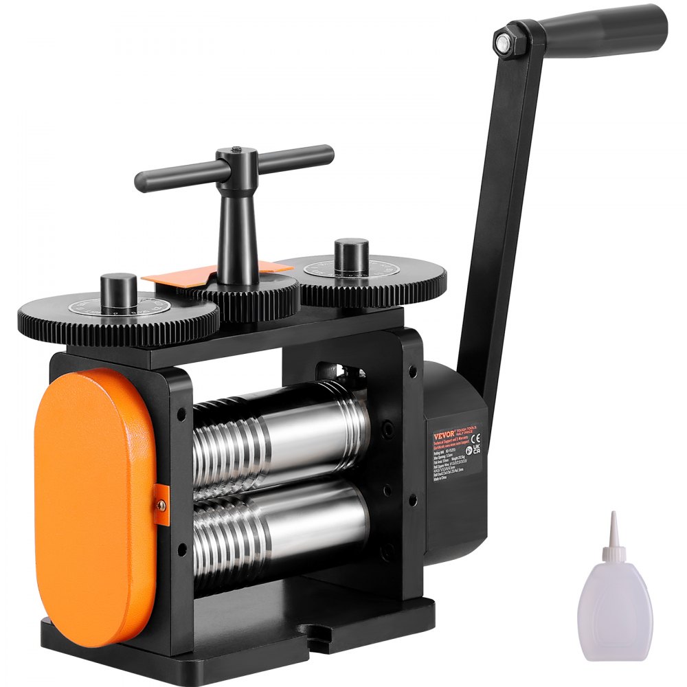 VEVOR Rolling Mill, 2.24"/57 mm Jewelry Rolling Mill Machine, 1: 2 Gear Ratio, 3-in-1 Multi-function Rolling Mill, 0-5.5 mm Press Thickness for Metal Jewelry Making Sheet Square Wire Elliptical - SHYYPJ3H157M2T9N9V0