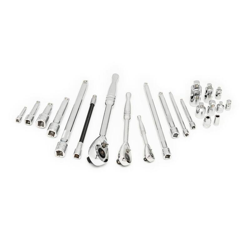 Juego de trinquetes y accesorios Husky de 1/4, 3/8 y 1/2 pulgadas, con 144 posiciones en EVA (22 piezas) - H144RAT22PCEVA