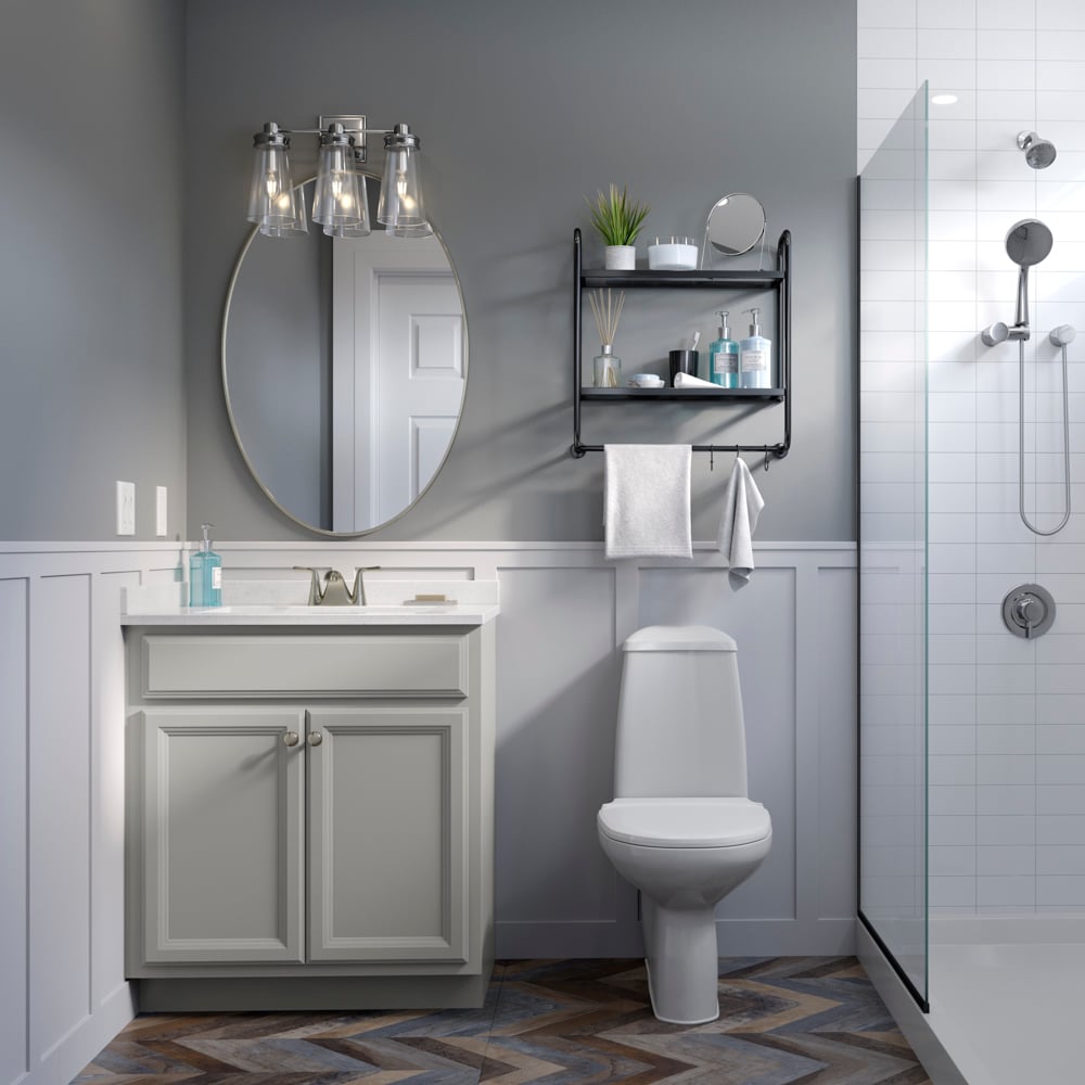 Tapas laterales de baño de mármol cultivado premium de Style Selections 2.37 pulgadas de altura x 21.25 pulgadas de largo en Sky de Invierno LSS21-SLV.