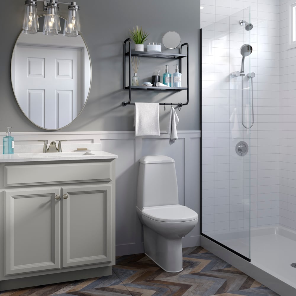 Tapas laterales de baño de mármol cultivado premium de Style Selections 2.37 pulgadas de altura x 21.25 pulgadas de largo en Sky de Invierno LSS21-SLV.