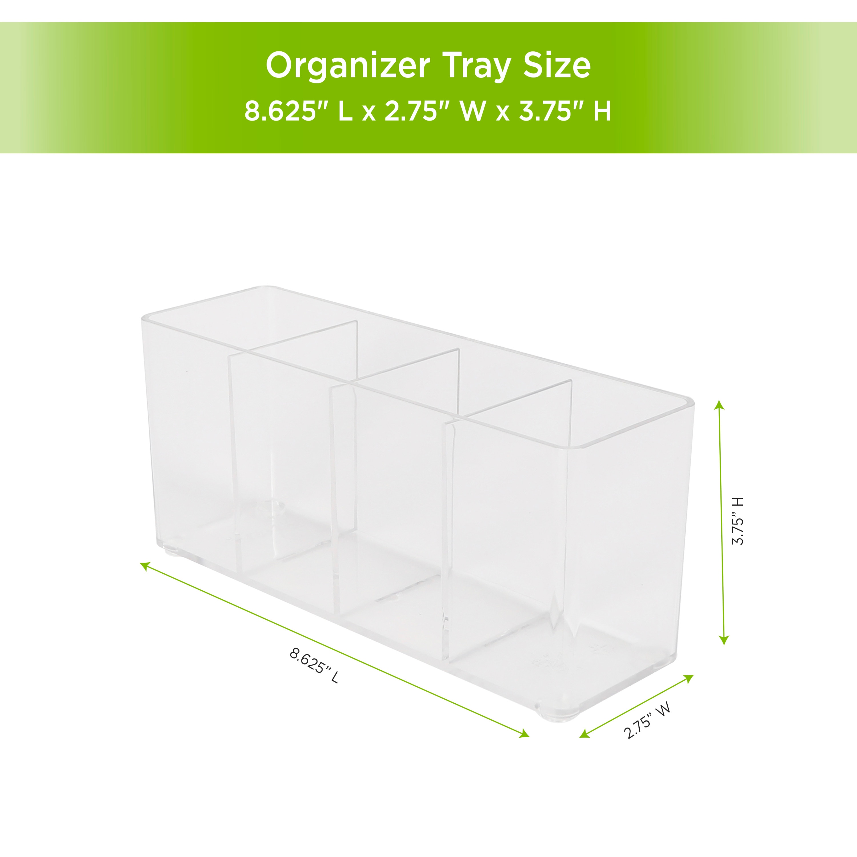 Organizador de cajones transparente de plástico Kenney 2-Pack de 6.76 pulgadas