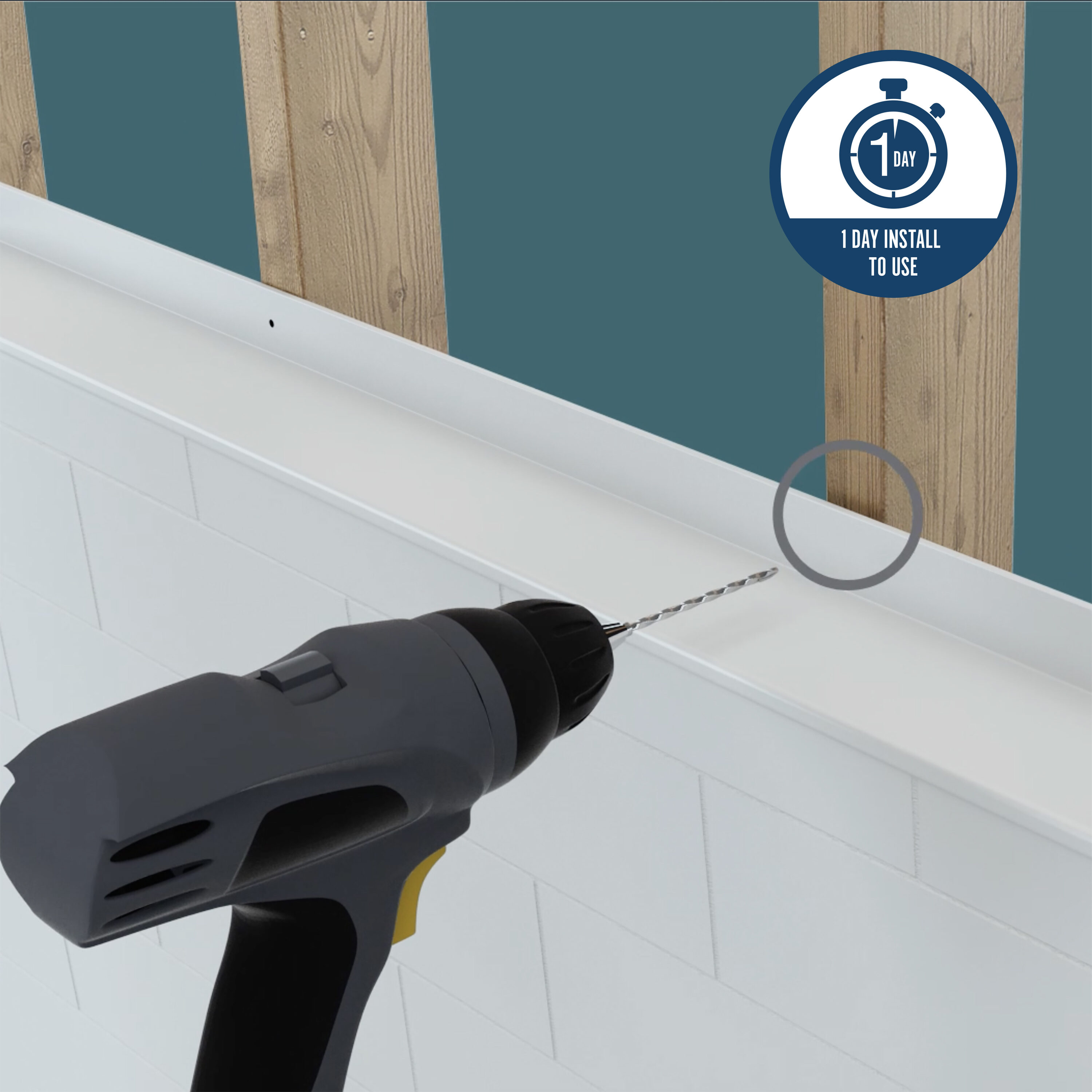Cubierta de pared para regadera encajable de 4 piezas MAAX NexTile de 60 pulgadas de ancho x 30 pulgadas de profundidad x 74 pulgadas de altura en blanco, para instalar directamente en los montantes.