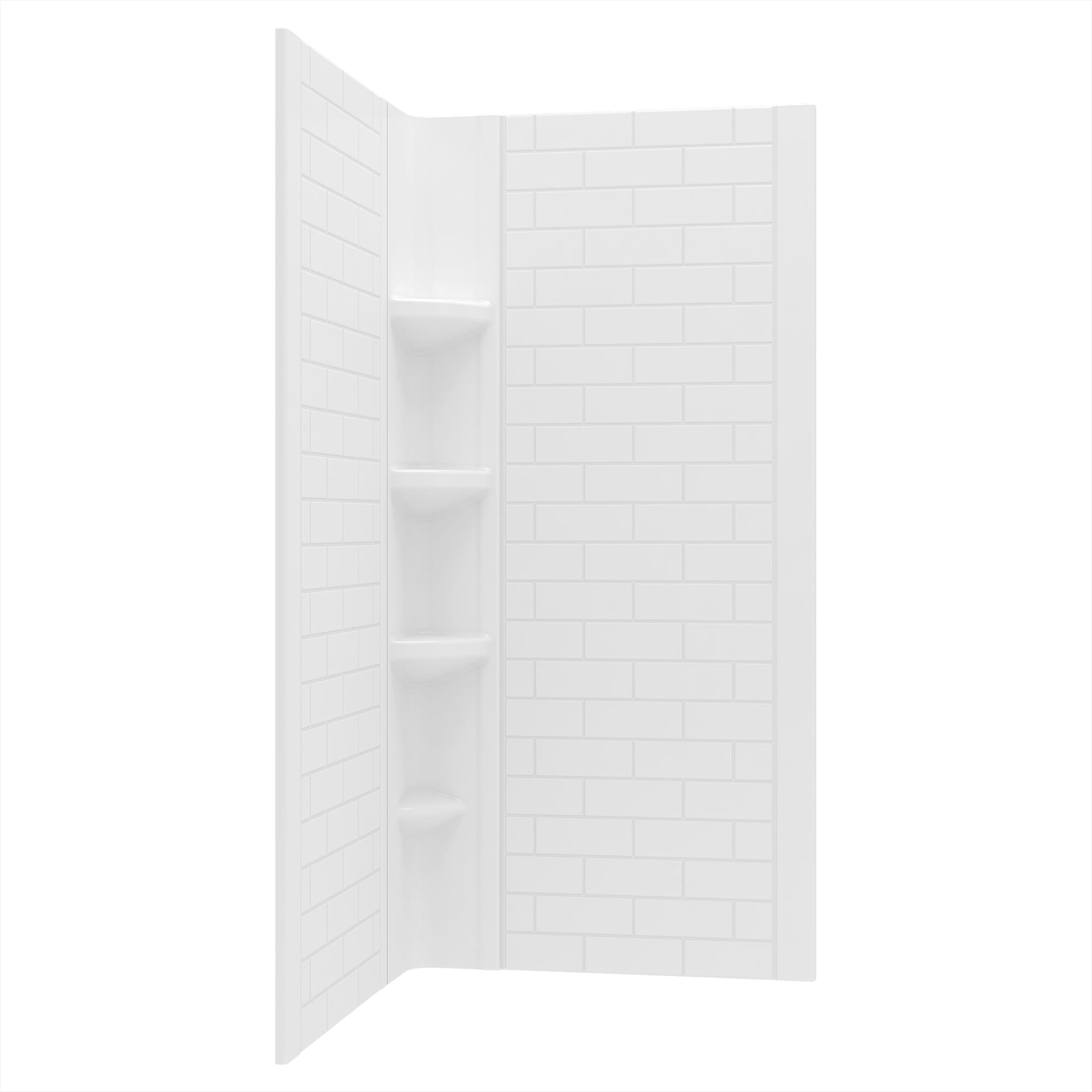 Panel de esquina para ducha de 3 piezas American Standard Elevate, color blanco ártico, de 36 pulgadas de ancho x 36 pulgadas de profundidad x 72 pulgadas de altura.