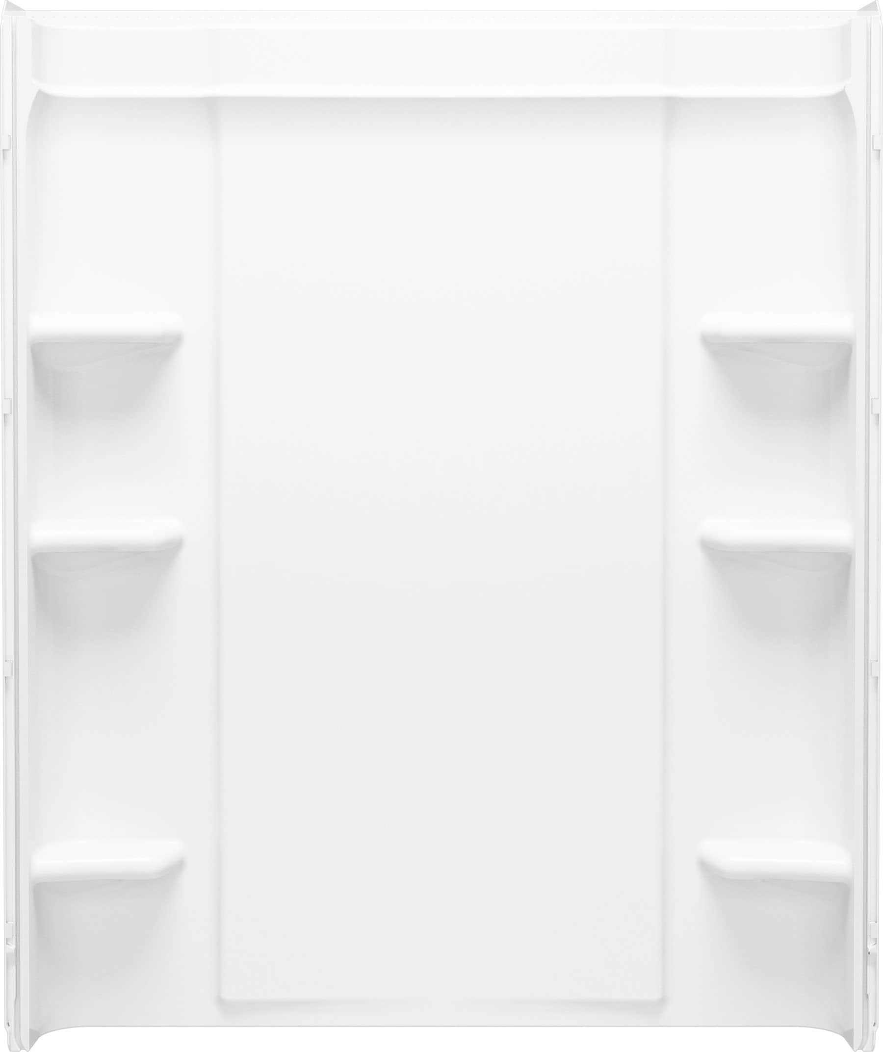 Panel de pared trasera para ducha encajonada de una pieza, directo al espárrago, en blanco de 60 pulgadas de ancho x 1.625 pulgadas de profundidad x 70.75 pulgadas de alto de Sterling Medley