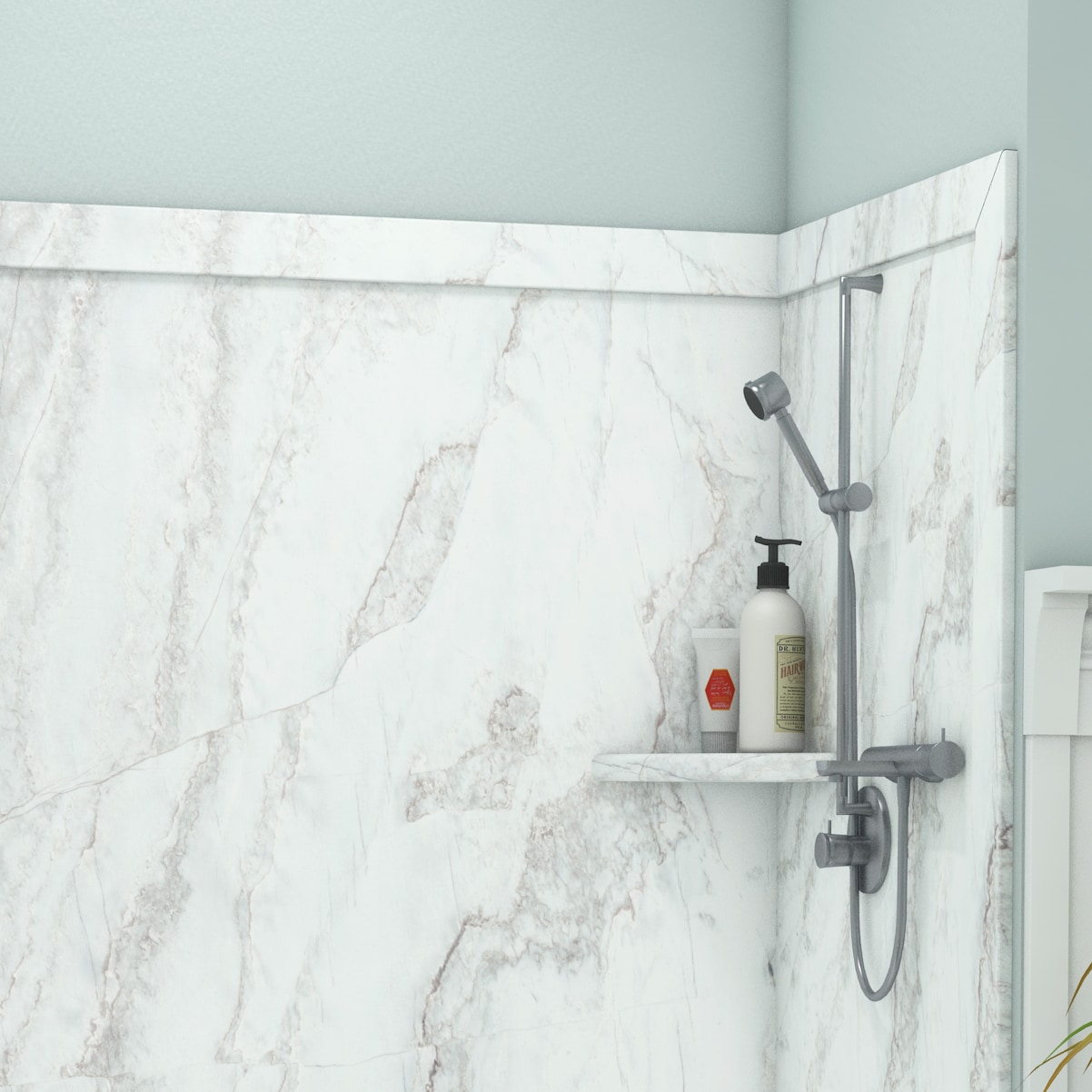 Pared de ducha FlexStone Adaptable Calypso 3.0 de 60 pulgadas de ancha x 60 pulgadas de profundidad x 80 pulgadas de alto - Pieza para empotrar con pegamento SSK60607831CP