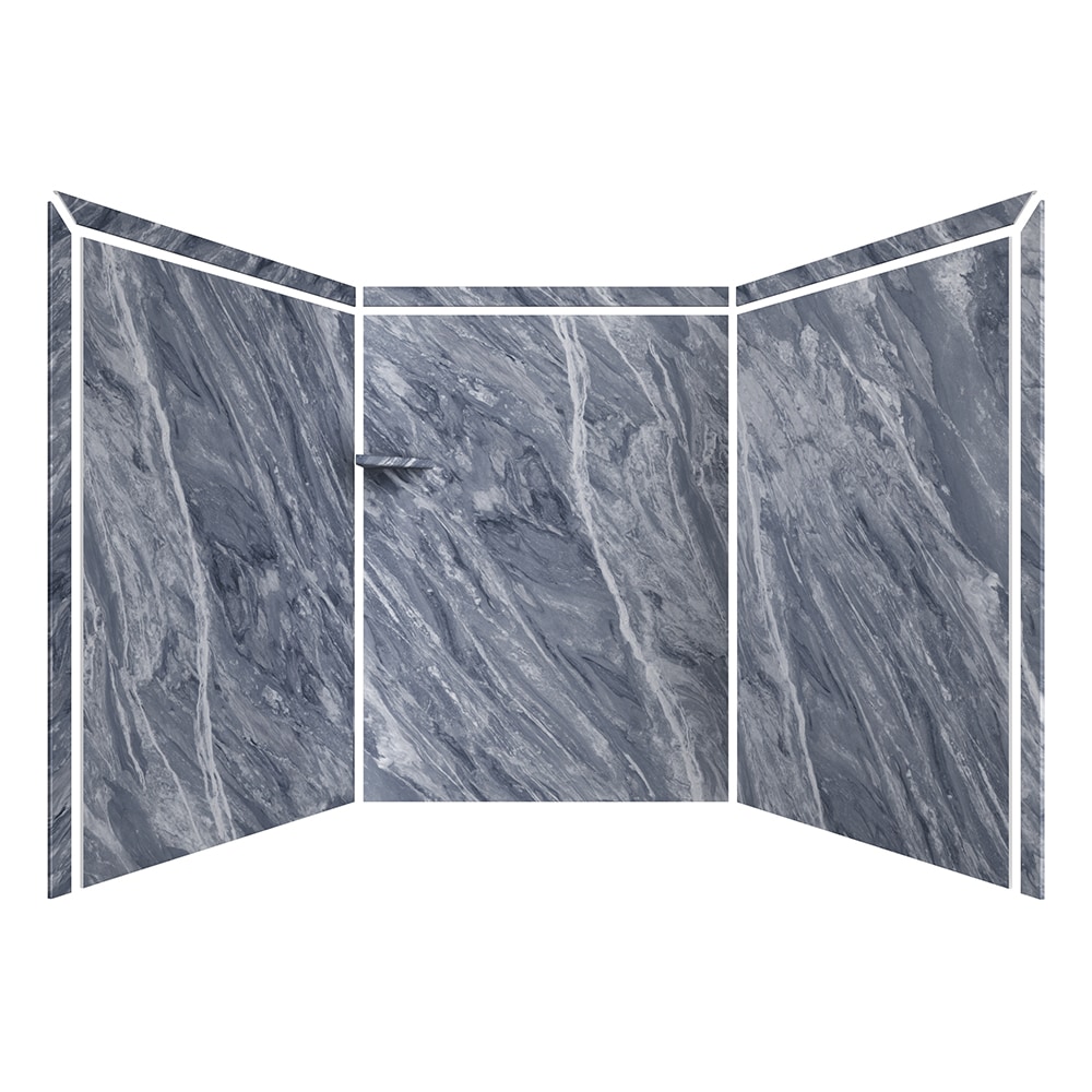 Pared de ducha FlexStone Adaptable de 60 pulgadas de ancho x 60 pulgadas de profundidad x 80 pulgadas de altura modelo Beaumont 3.0 - 3 piezas de instalación con pegamento