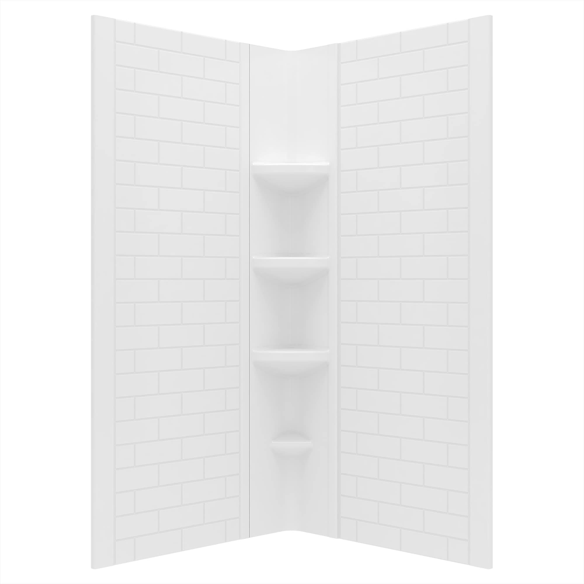 Panel de pared para esquina de ducha American Standard Elevate de 38 pulgadas de ancho x 38 pulgadas de profundidad x 72 pulgadas de altura en blanco ártico de 3 piezas para pegar 2947SWT38.011.