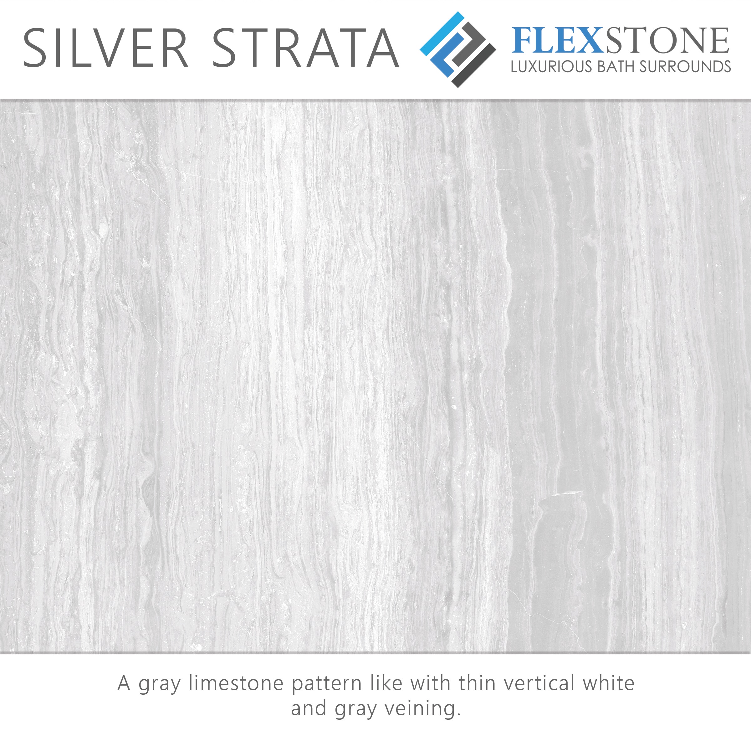 Pared de ducha alcoba FlexStone Elegance 3 piezas de 48 pulgadas de ancho x 36 pulgadas de profundidad x 80 pulgadas de altura en Strata Plateado 3.0