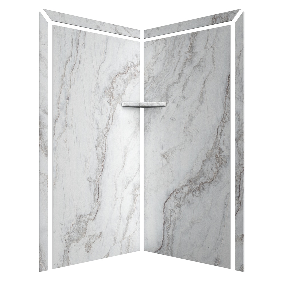 Panel de pared para esquina de ducha Calypso 2.0 de FlexStone Splendor de 40 pulgadas de ancho x 40 pulgadas de profundidad x 80 pulgadas de altura.