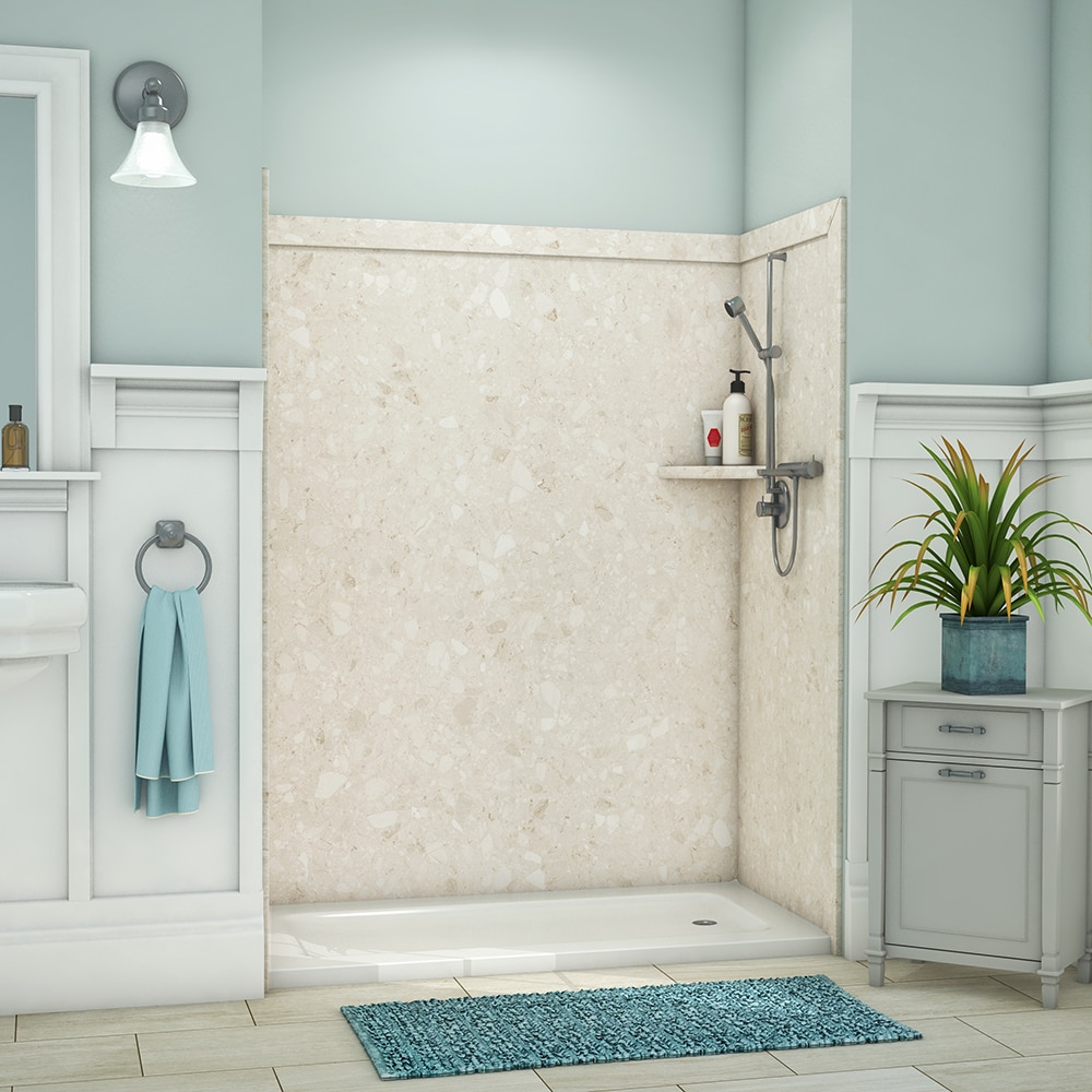 Panel de pared para ducha en alcoba Calabria 3.0 de 60 pulgadas x 60 pulgadas x 80 pulgadas, adaptable FlexStone
