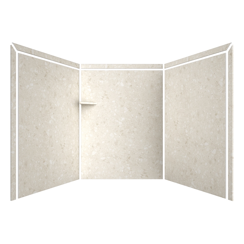 Panel de pared para ducha en alcoba Calabria 3.0 de 60 pulgadas x 60 pulgadas x 80 pulgadas, adaptable FlexStone