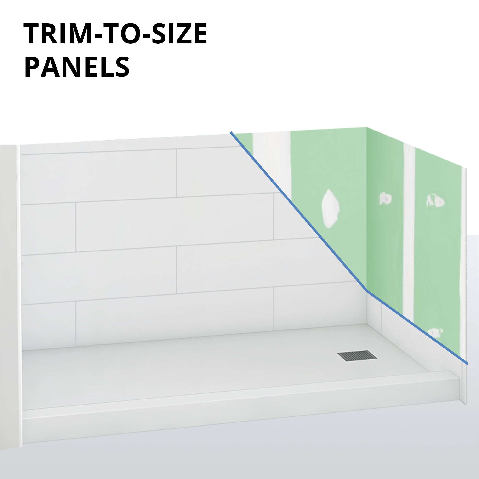 Kit de panel de ducha encolado para alcoba DreamLine DreamStone de 62 pulgadas de ancho x 36 pulgadas de profundidad x 84 pulgadas de altura en color blanco 3.0 piezas