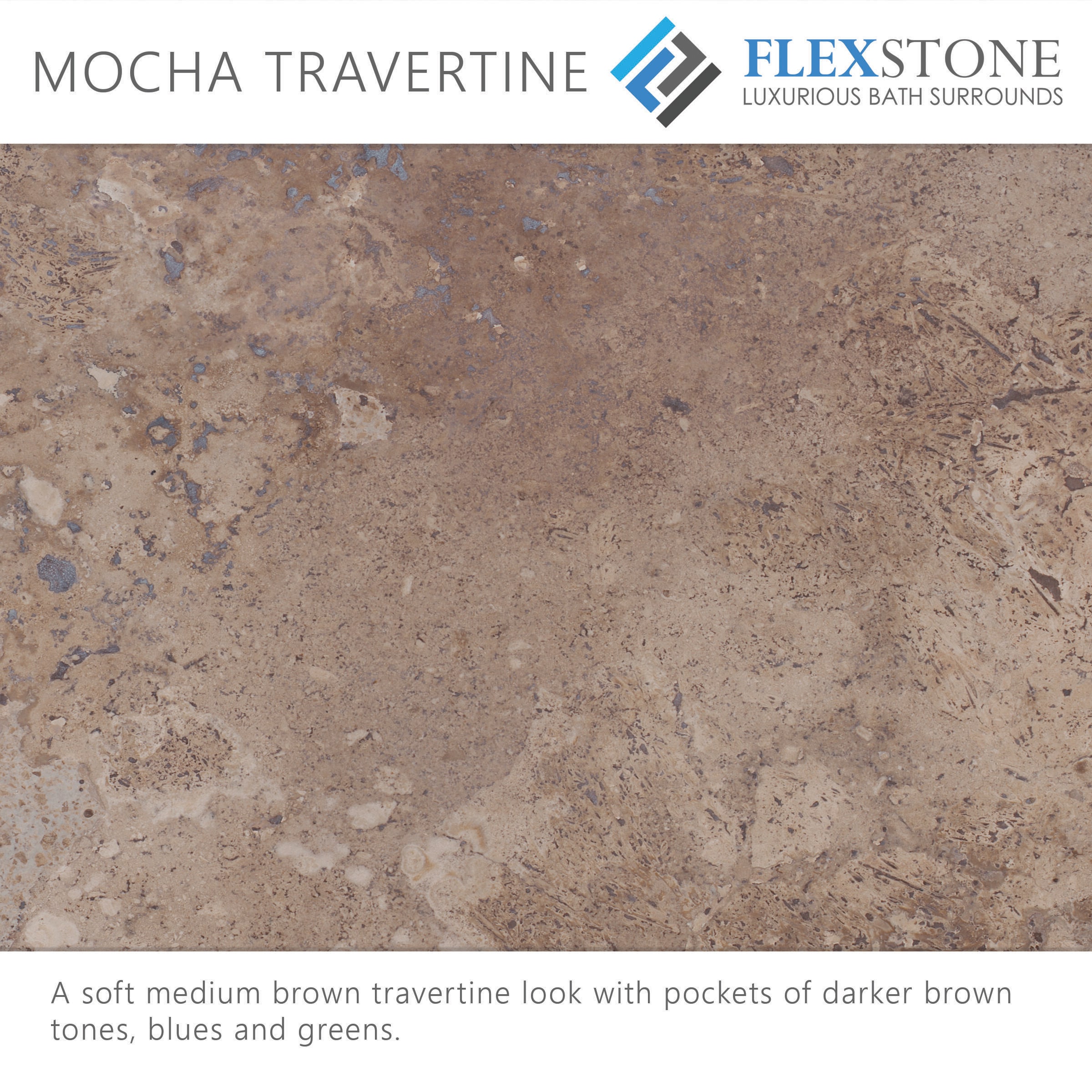 

Revestimiento de pared para regadera encajar y pegar de 3 piezas FlexStone Adaptable en Travertino Mocha de 60 pulgadas de ancho, 60 pulgadas de profundidad y 80 pulgadas de alto