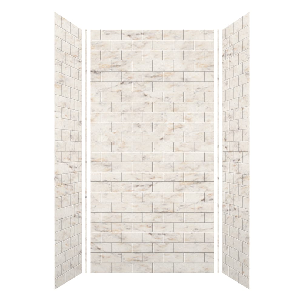 Kit de panel de ducha alcoba de 3.0 piezas Transolid SaraMar de mármol Biscotti de 48 pulgadas de ancho x 36 pulgadas de profundidad x 96 pulgadas de altura SWK483696-48