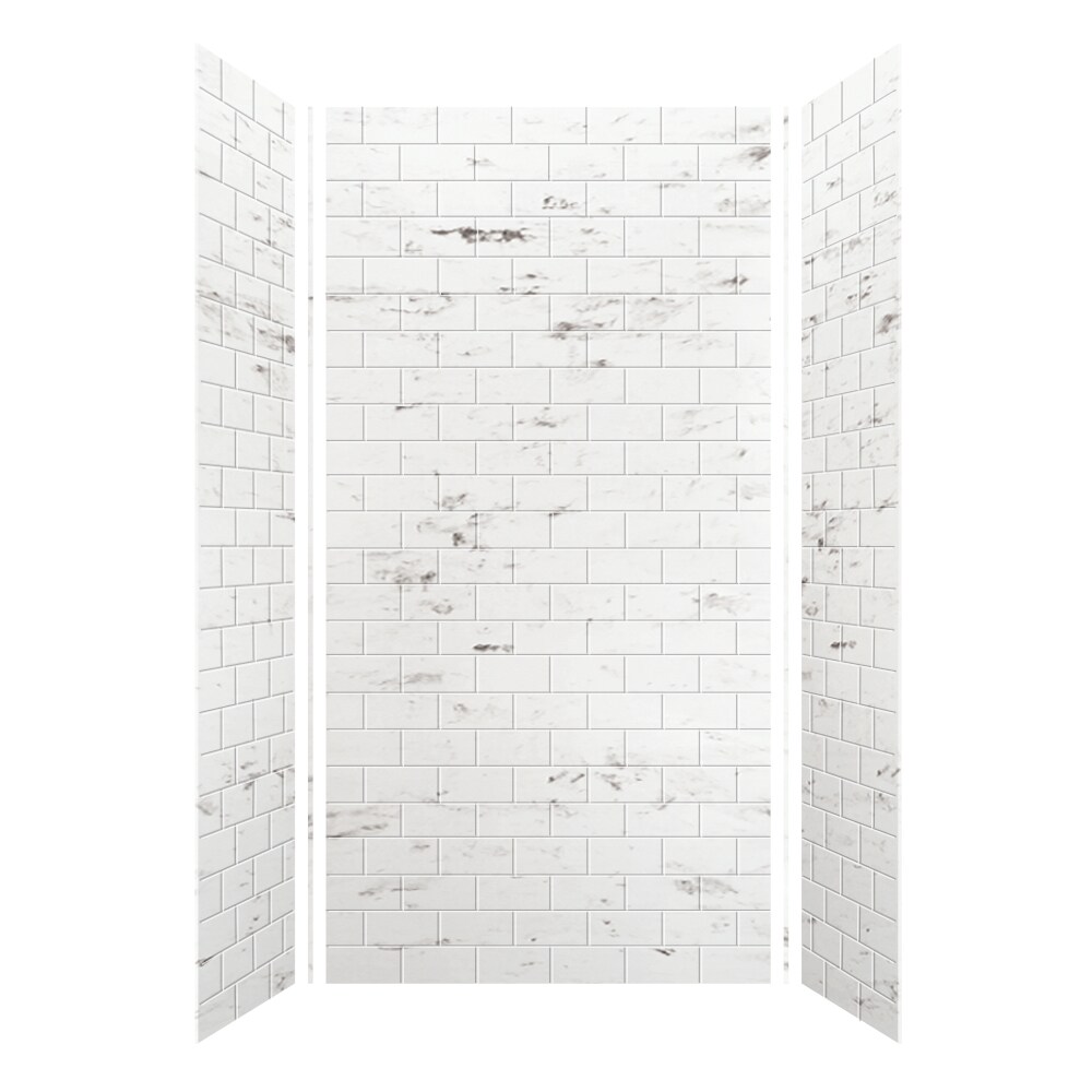 Kit de panel de ducha en almacén Transolid SaraMar de 48 pulgadas de ancho, 36 pulgadas de profundidad y 96 pulgadas de altura en acabado blanco Venito 3.0 - Piezas pegadas en alcoba SWK483696-47