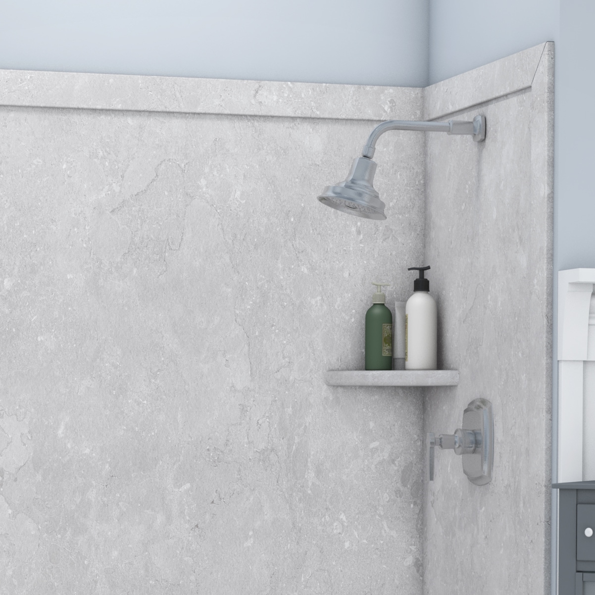 Revestimiento de pared para ducha encajable FlexStone Adaptable Tundra 3.0 de 60 pulgadas de ancho x 60 pulgadas de profundidad x 80 pulgadas de altura, de 3 piezas, para unión con adhesivo, modelo SSK60607831TU