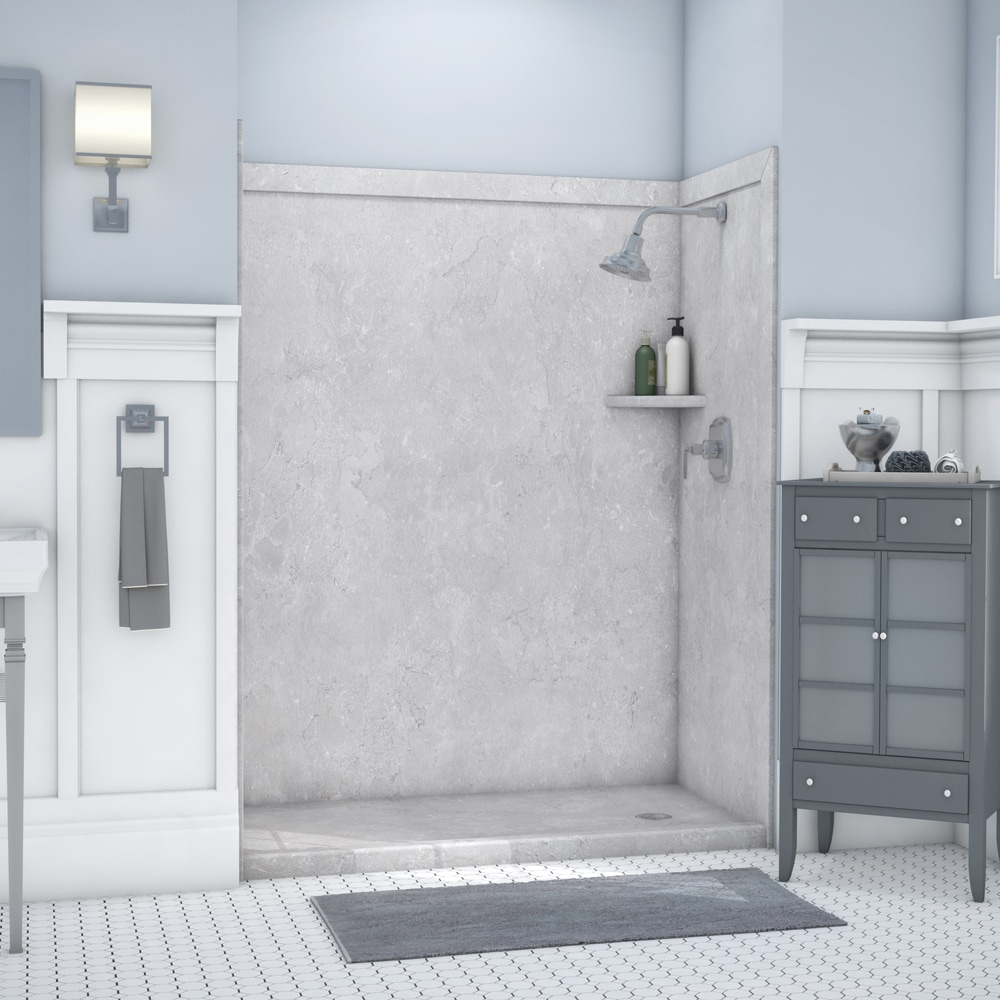 Revestimiento de pared para ducha encajable FlexStone Adaptable Tundra 3.0 de 60 pulgadas de ancho x 60 pulgadas de profundidad x 80 pulgadas de altura, de 3 piezas, para unión con adhesivo, modelo SSK60607831TU