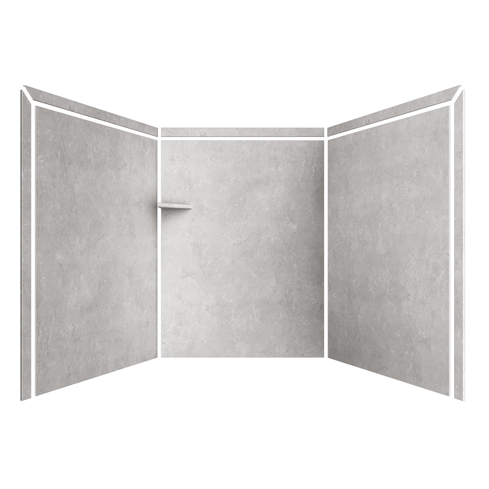 Revestimiento de pared para ducha encajable FlexStone Adaptable Tundra 3.0 de 60 pulgadas de ancho x 60 pulgadas de profundidad x 80 pulgadas de altura, de 3 piezas, para unión con adhesivo, modelo SSK60607831TU