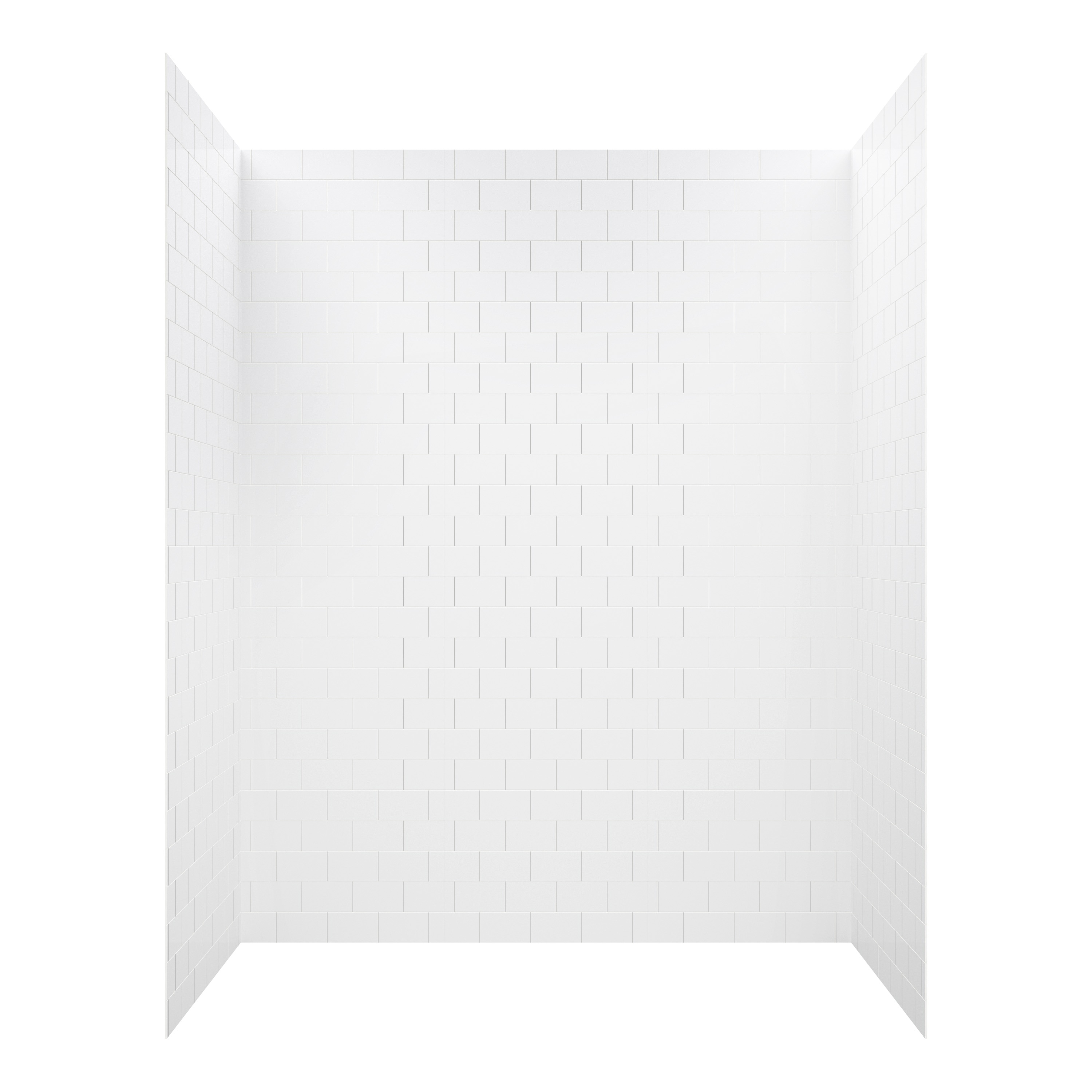 Kit de panel de ducha encajonado CRAFT + MAIN Jetcoat de 60 pulgadas de ancho x 32 pulgadas de profundidad x 78 pulgadas de altura en blanco estilo subway de 5 piezas con pegamento GFS603278-WS.