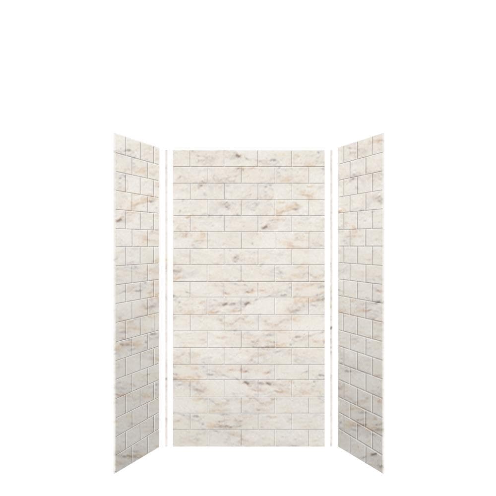Kit de panel de ducha alcove de 3.0 piezas de mármol Biscotti Transolid SaraMar de 36 pulgadas de ancho por 36 pulgadas de profundidad por 72 pulgadas de altura SWK363672-48