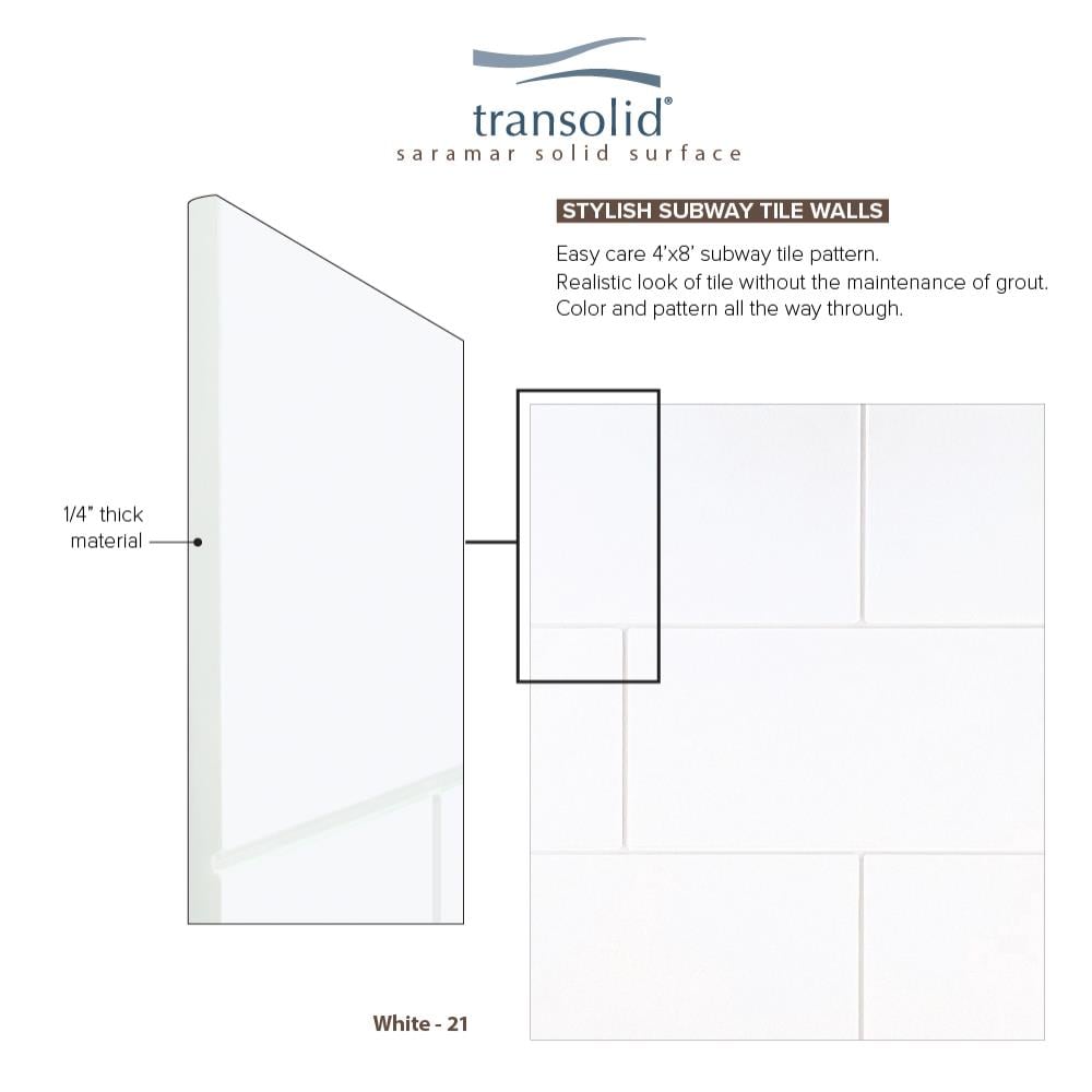 Kit de panel de ducha encofrado SaraMar de 36 pulgadas de ancho x 36 pulgadas de profundidad x 72 pulgadas de alto en color blanco de 3.0 piezas SWK363672-21